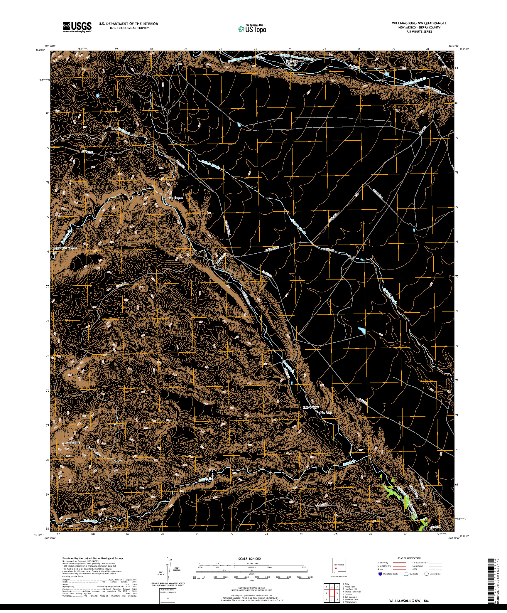 USGS US TOPO 7.5-MINUTE MAP FOR WILLIAMSBURG NW, NM 2020