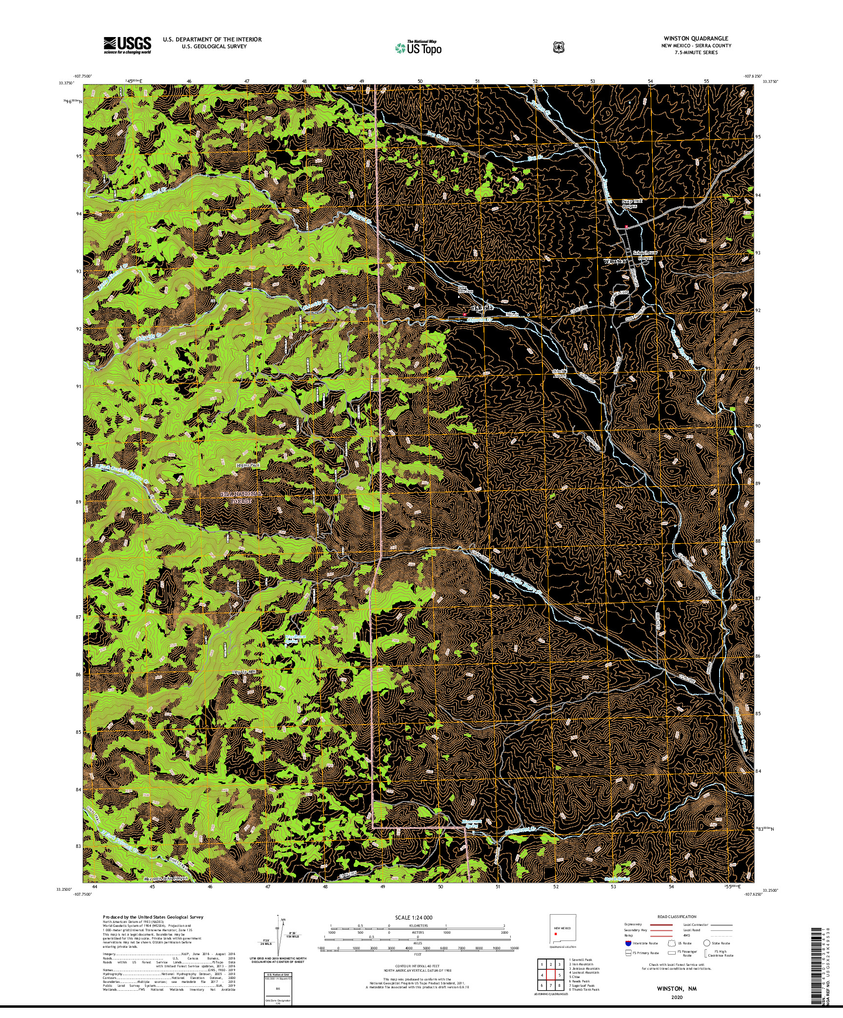 USGS US TOPO 7.5-MINUTE MAP FOR WINSTON, NM 2020