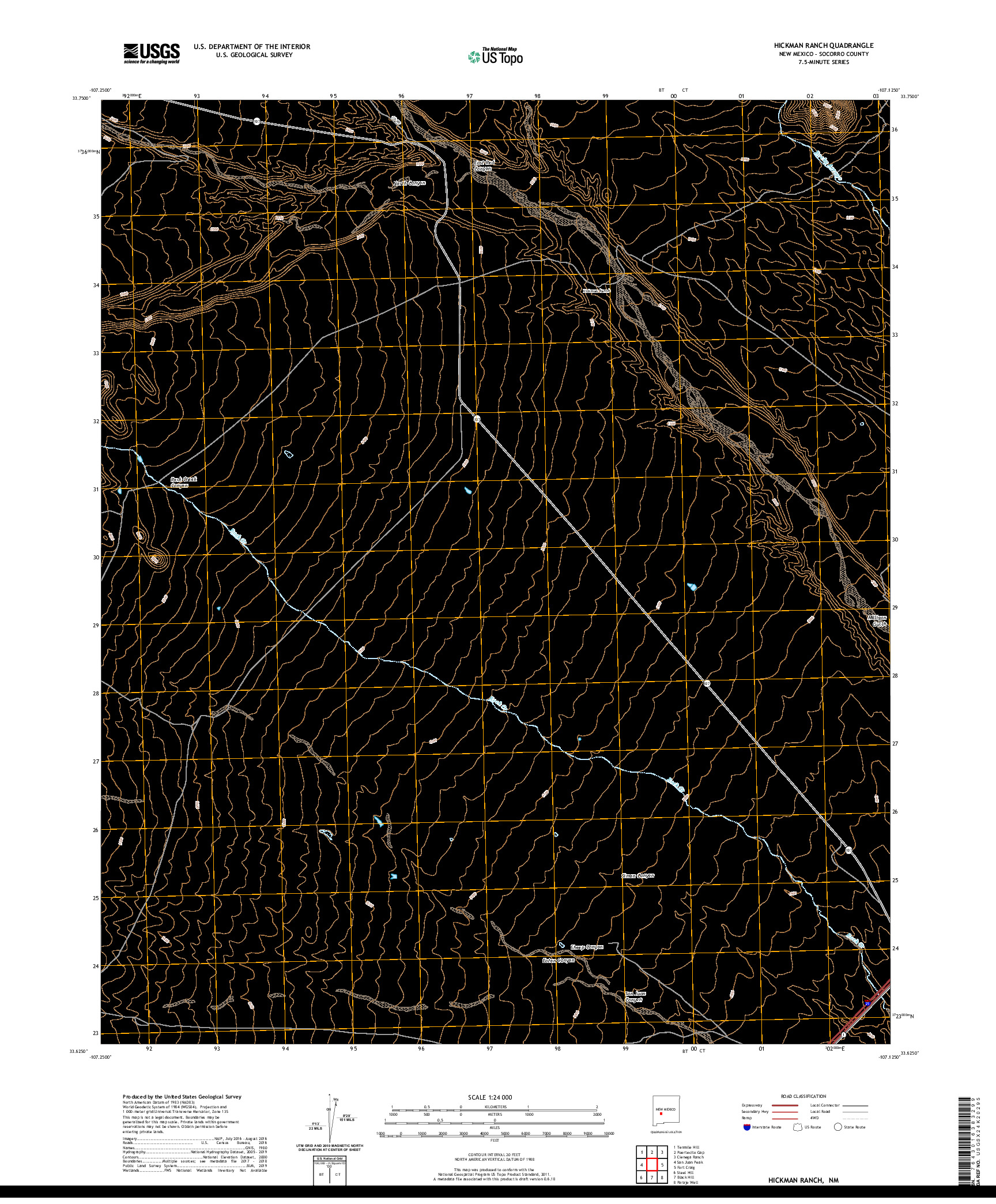 USGS US TOPO 7.5-MINUTE MAP FOR HICKMAN RANCH, NM 2020