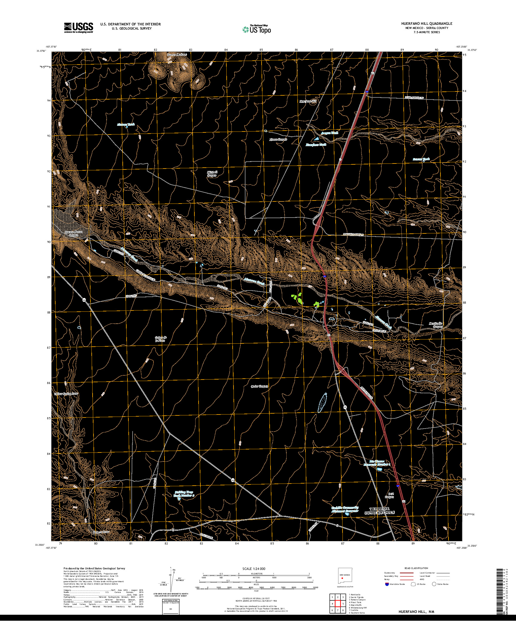 USGS US TOPO 7.5-MINUTE MAP FOR HUERFANO HILL, NM 2020