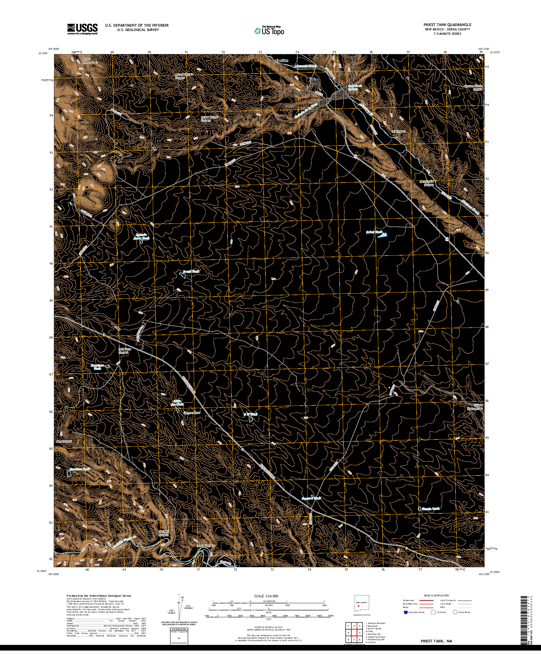 USGS US TOPO 7.5-MINUTE MAP FOR PRIEST TANK, NM 2020
