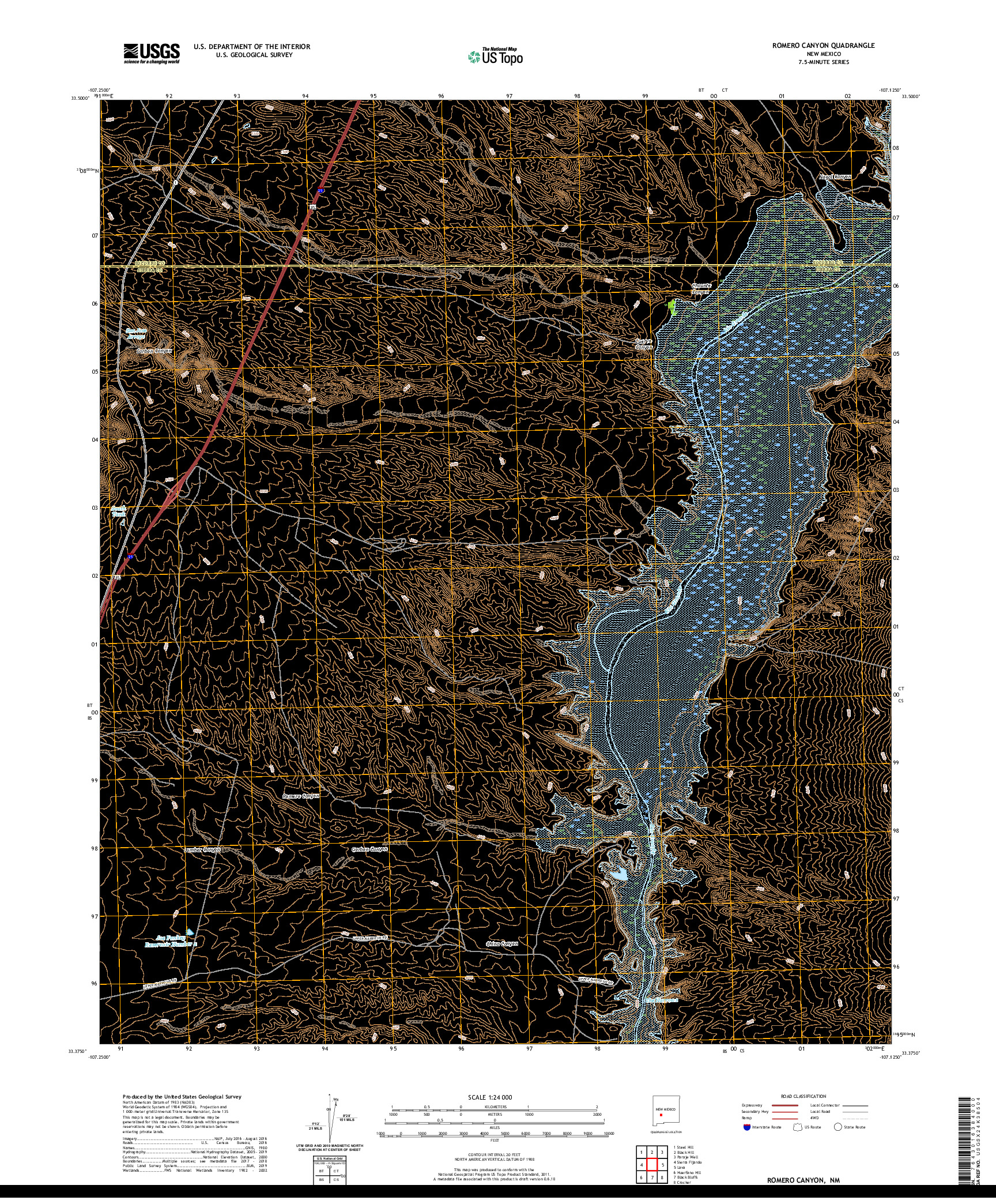 USGS US TOPO 7.5-MINUTE MAP FOR ROMERO CANYON, NM 2020