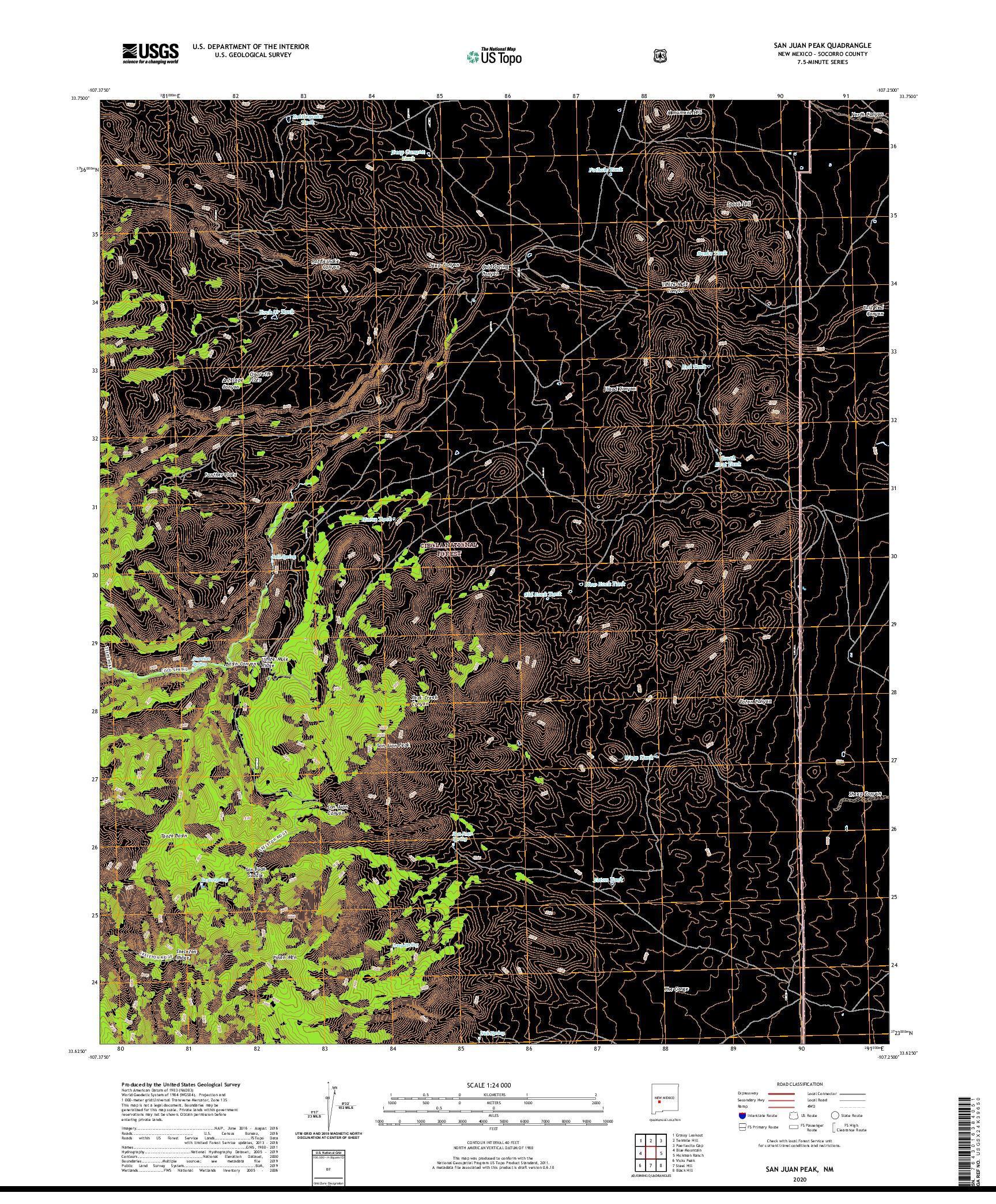 USGS US TOPO 7.5-MINUTE MAP FOR SAN JUAN PEAK, NM 2020