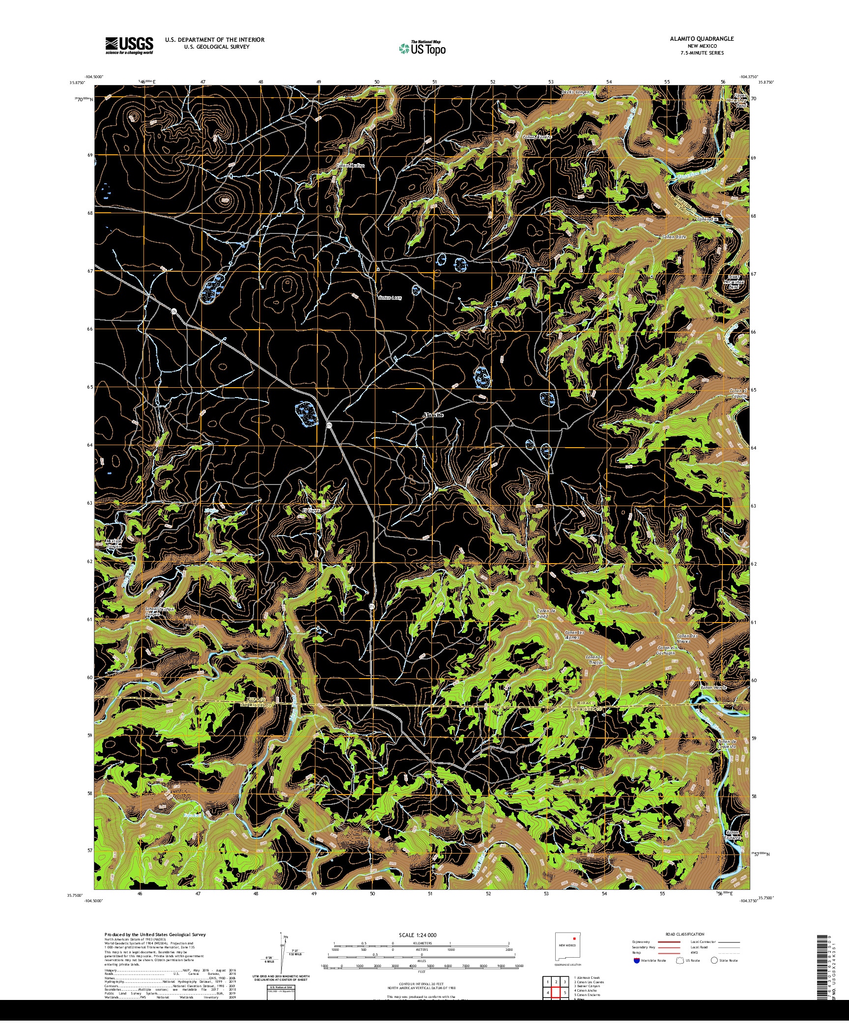 USGS US TOPO 7.5-MINUTE MAP FOR ALAMITO, NM 2020