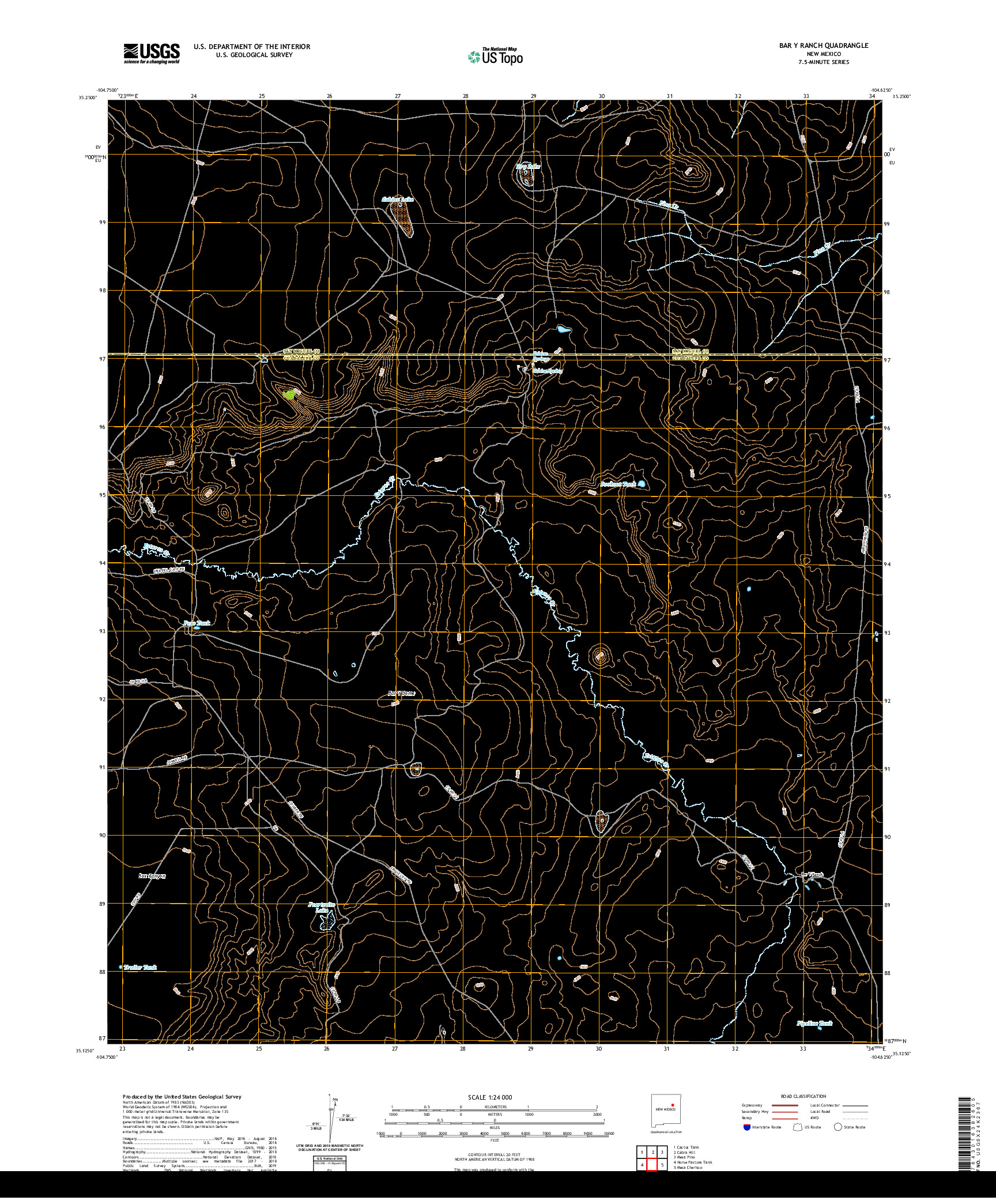 USGS US TOPO 7.5-MINUTE MAP FOR BAR Y RANCH, NM 2020