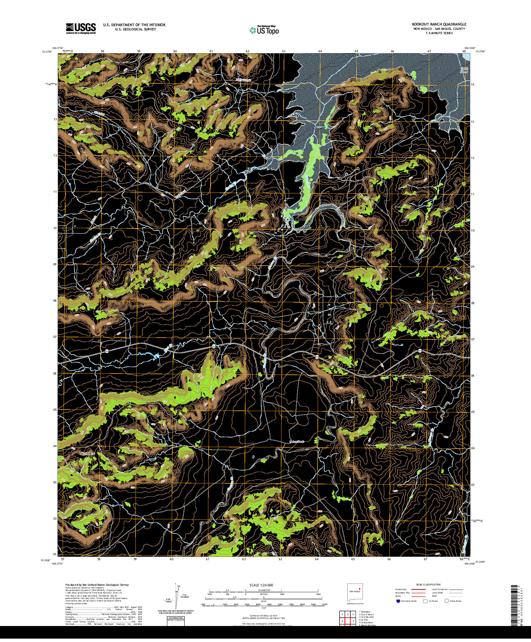 USGS US TOPO 7.5-MINUTE MAP FOR BOOKOUT RANCH, NM 2020