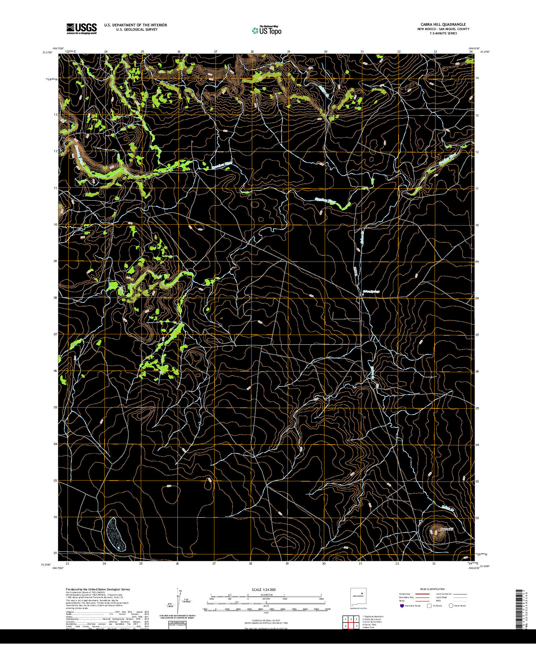 USGS US TOPO 7.5-MINUTE MAP FOR CABRA HILL, NM 2020