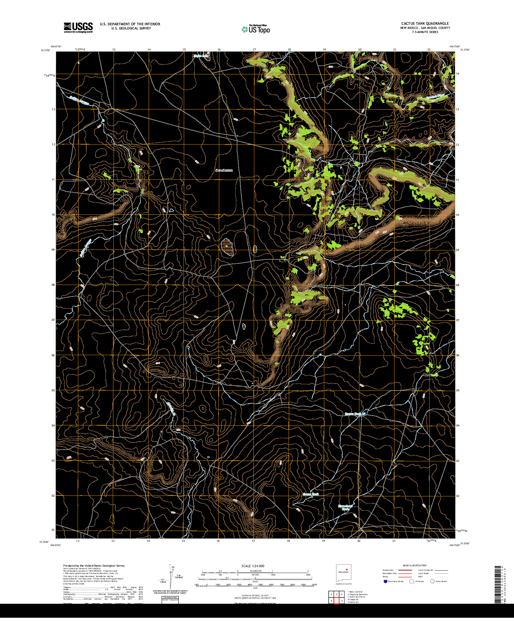 USGS US TOPO 7.5-MINUTE MAP FOR CACTUS TANK, NM 2020
