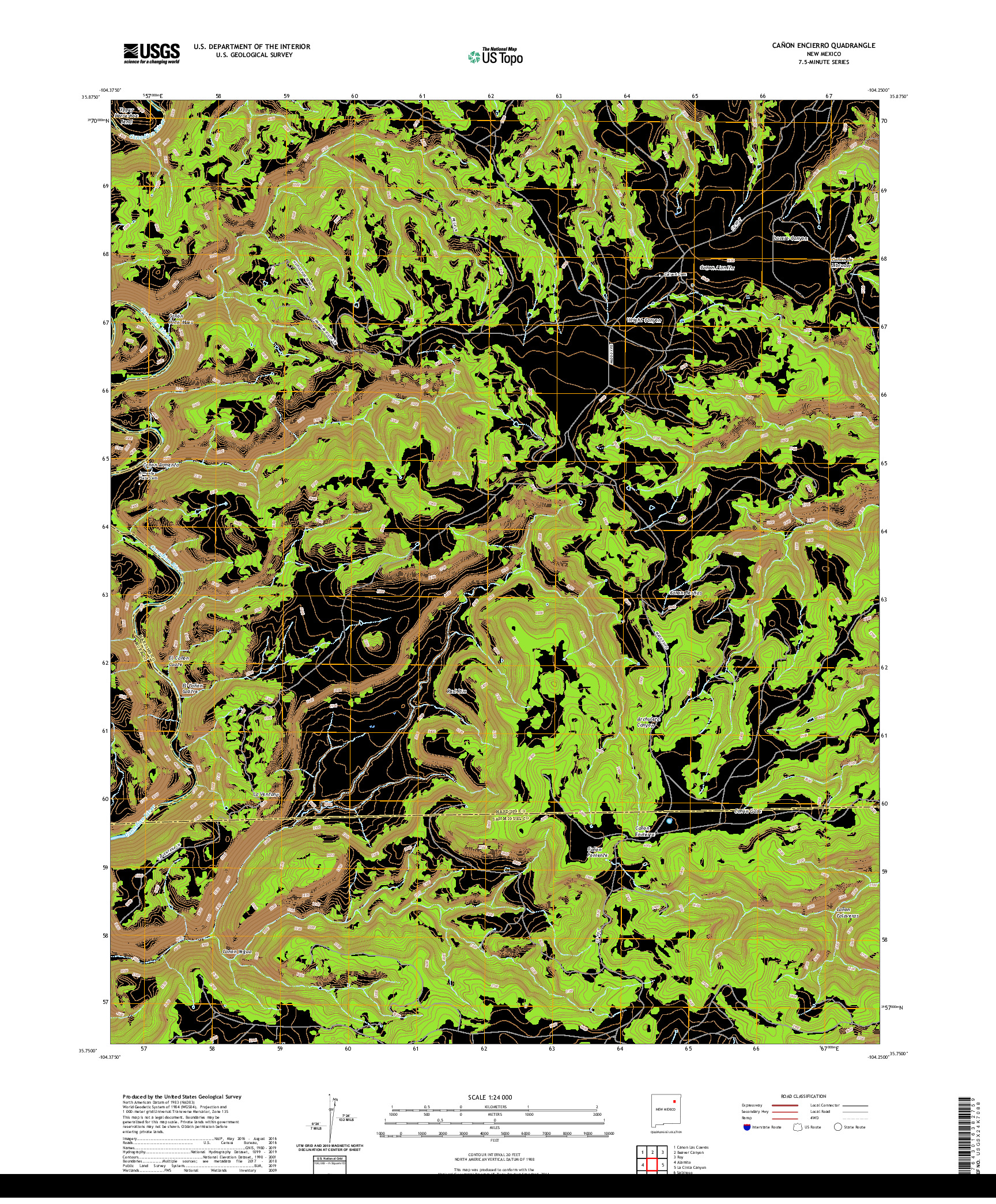 USGS US TOPO 7.5-MINUTE MAP FOR CANON ENCIERRO, NM 2020