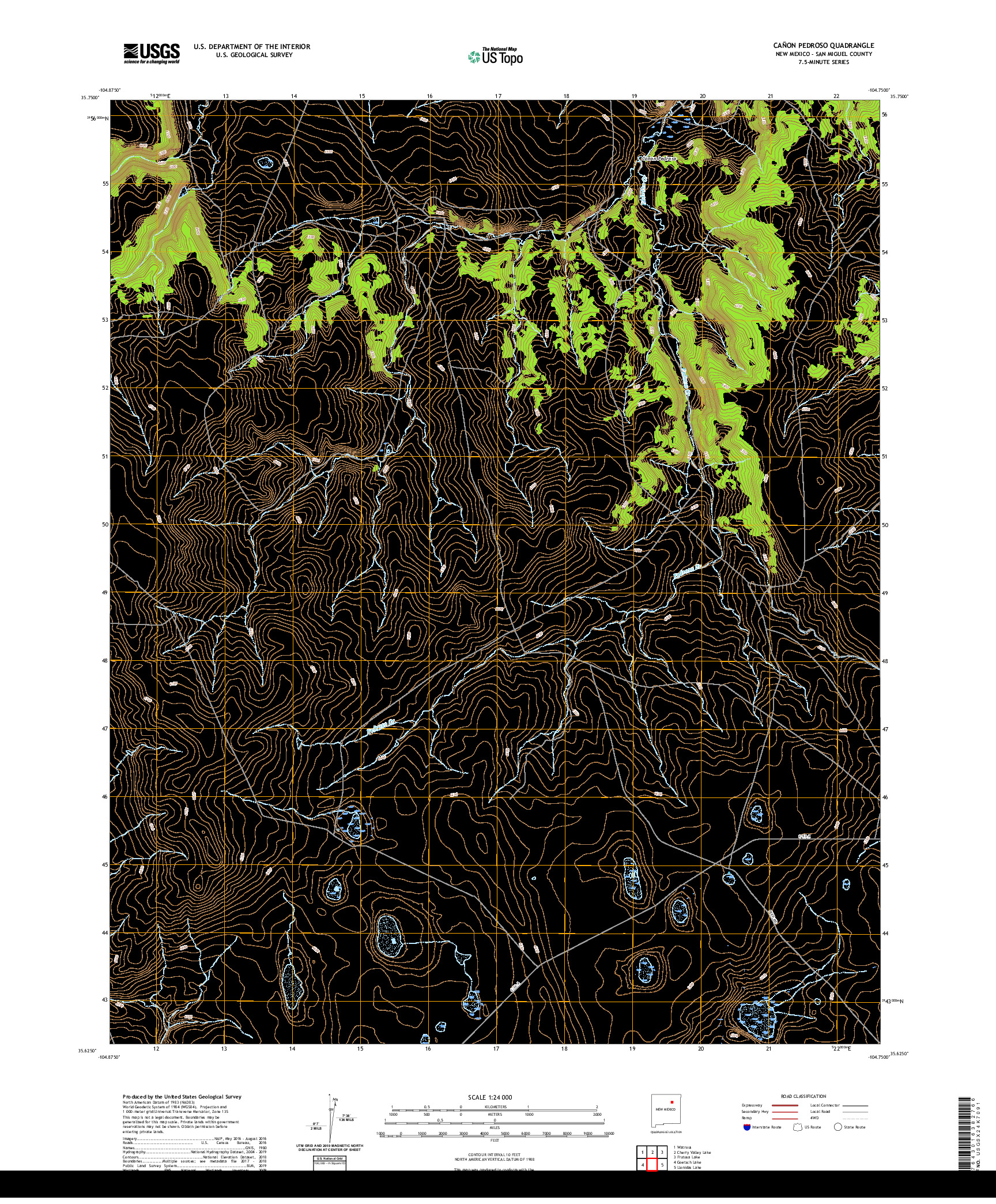 USGS US TOPO 7.5-MINUTE MAP FOR CANON PEDROSO, NM 2020