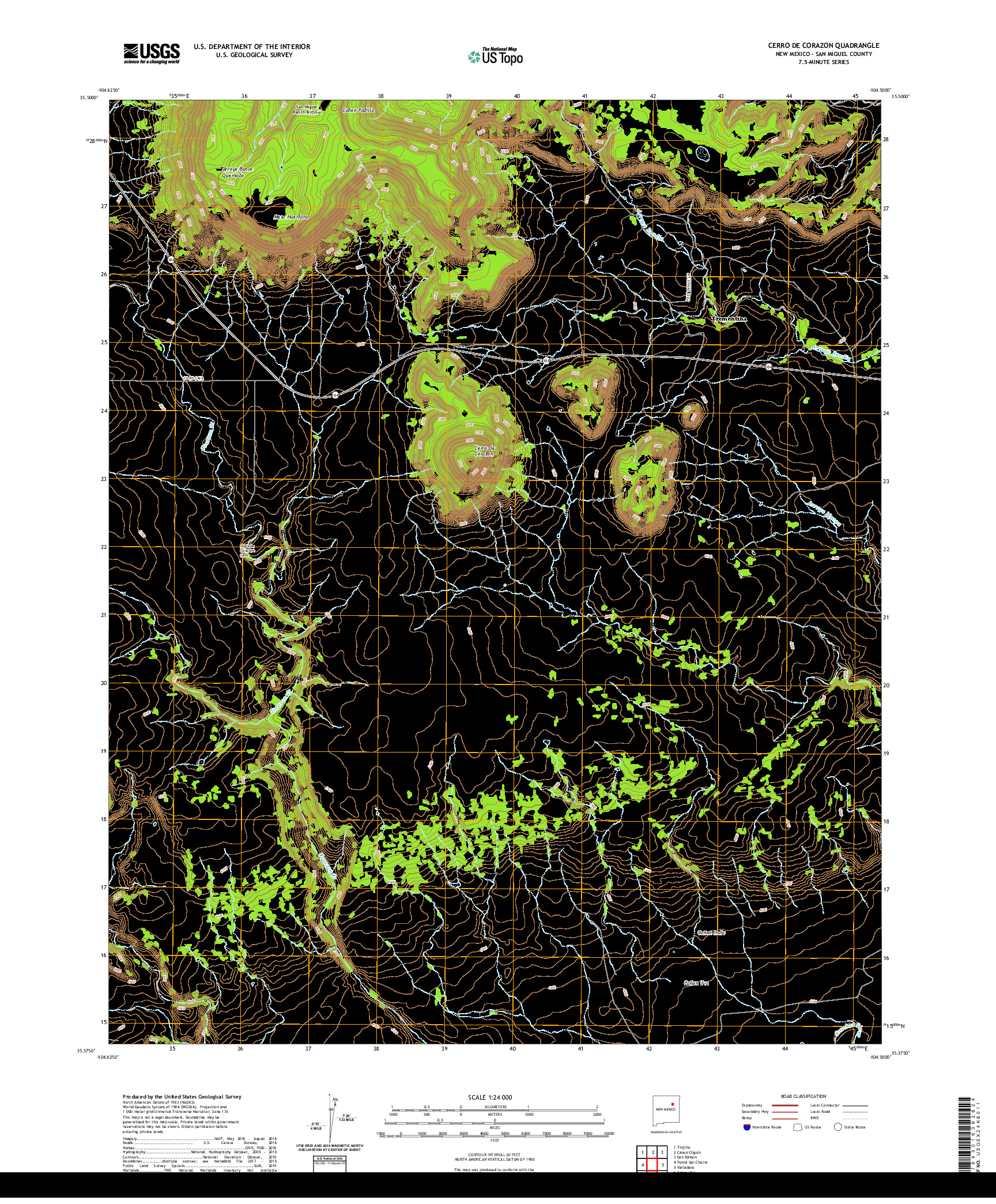 USGS US TOPO 7.5-MINUTE MAP FOR CERRO DE CORAZON, NM 2020