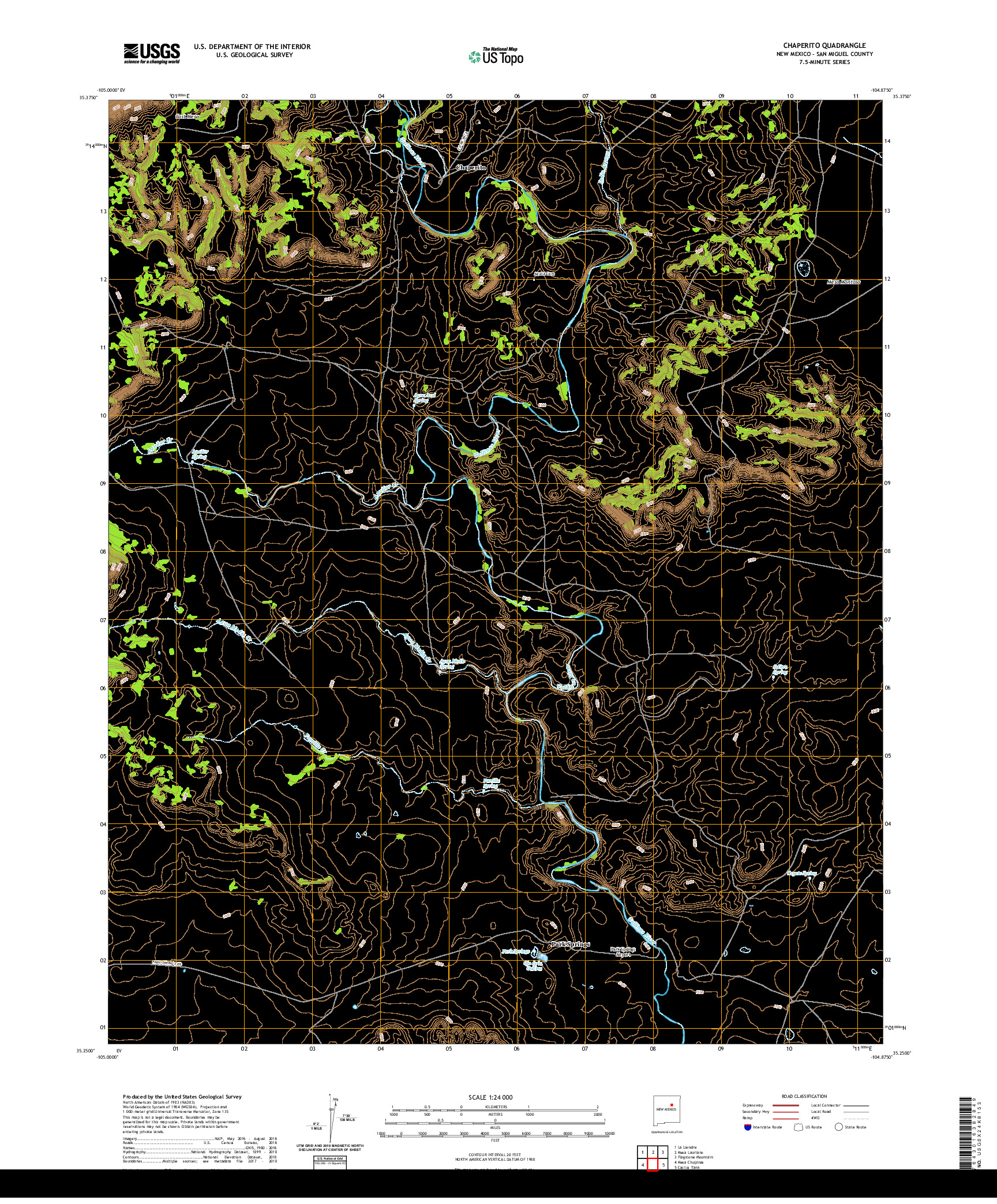 USGS US TOPO 7.5-MINUTE MAP FOR CHAPERITO, NM 2020