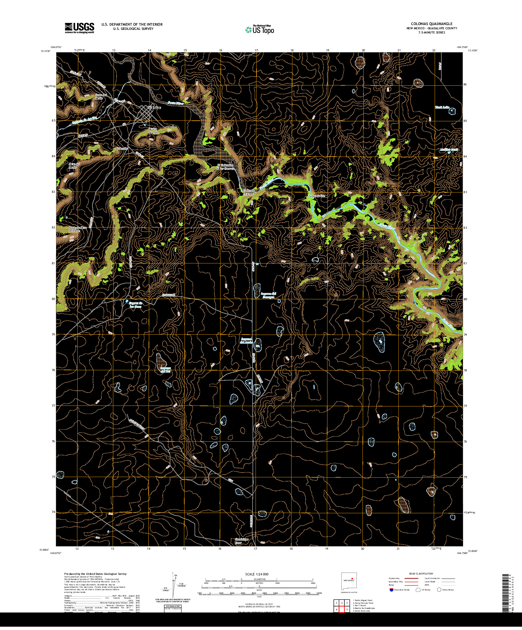 USGS US TOPO 7.5-MINUTE MAP FOR COLONIAS, NM 2020