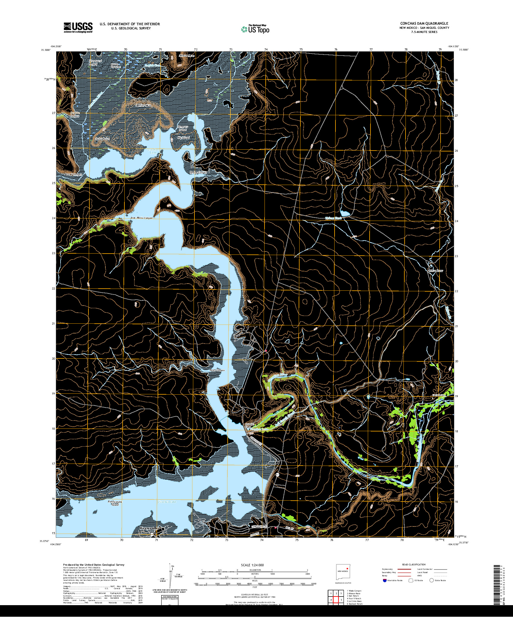 USGS US TOPO 7.5-MINUTE MAP FOR CONCHAS DAM, NM 2020