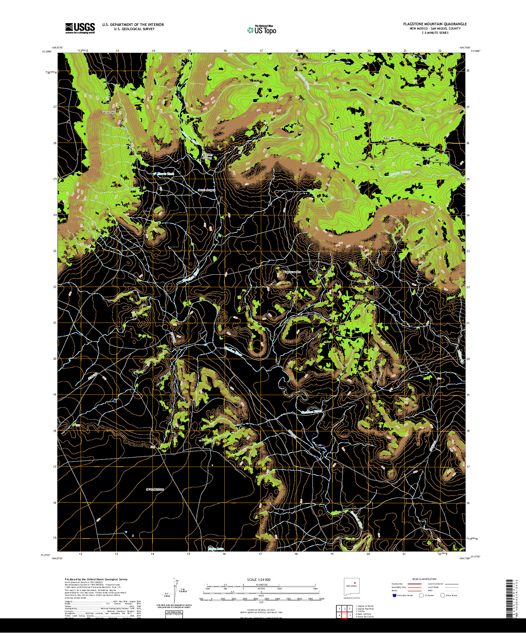 USGS US TOPO 7.5-MINUTE MAP FOR FLAGSTONE MOUNTAIN, NM 2020