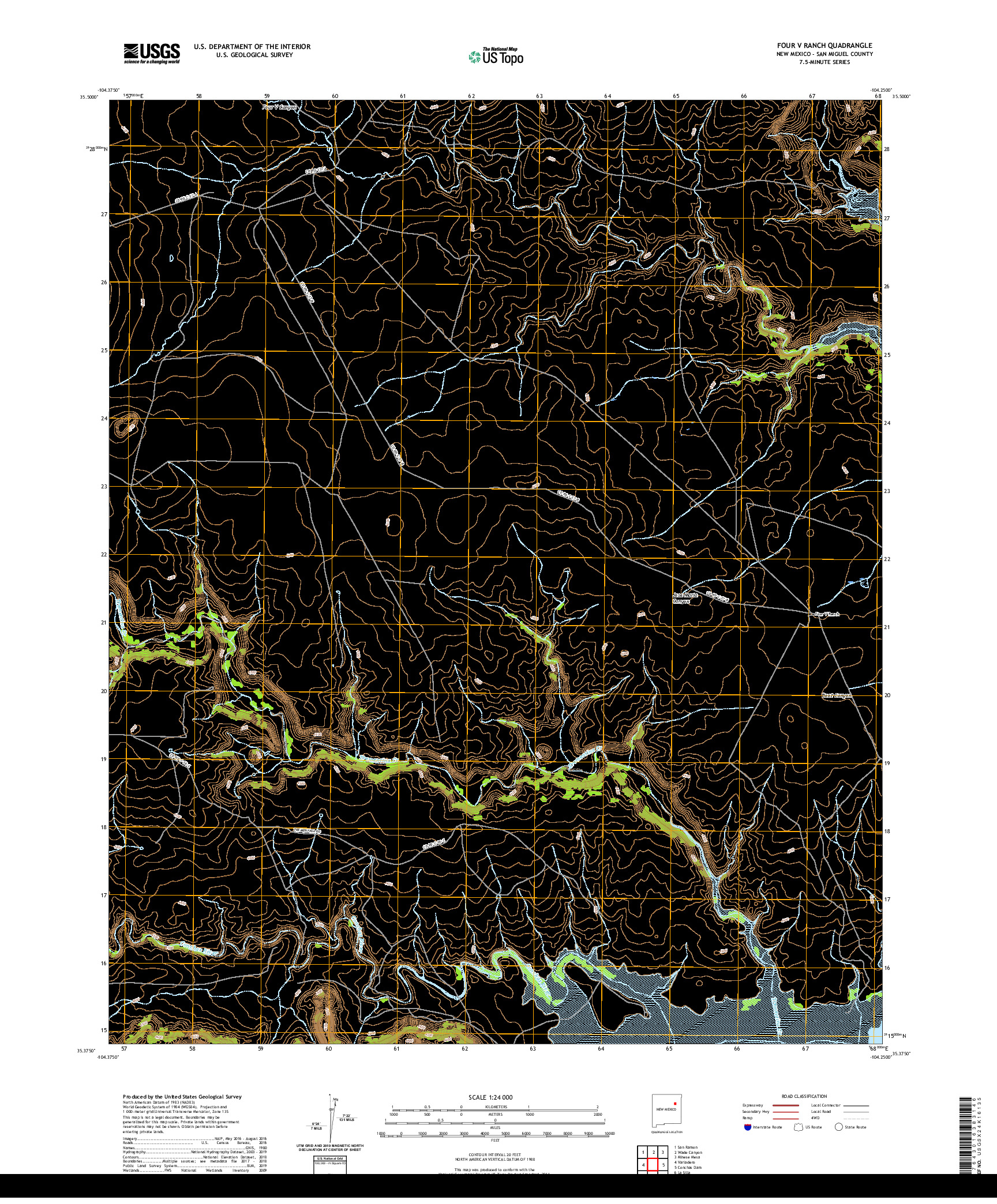 USGS US TOPO 7.5-MINUTE MAP FOR FOUR V RANCH, NM 2020