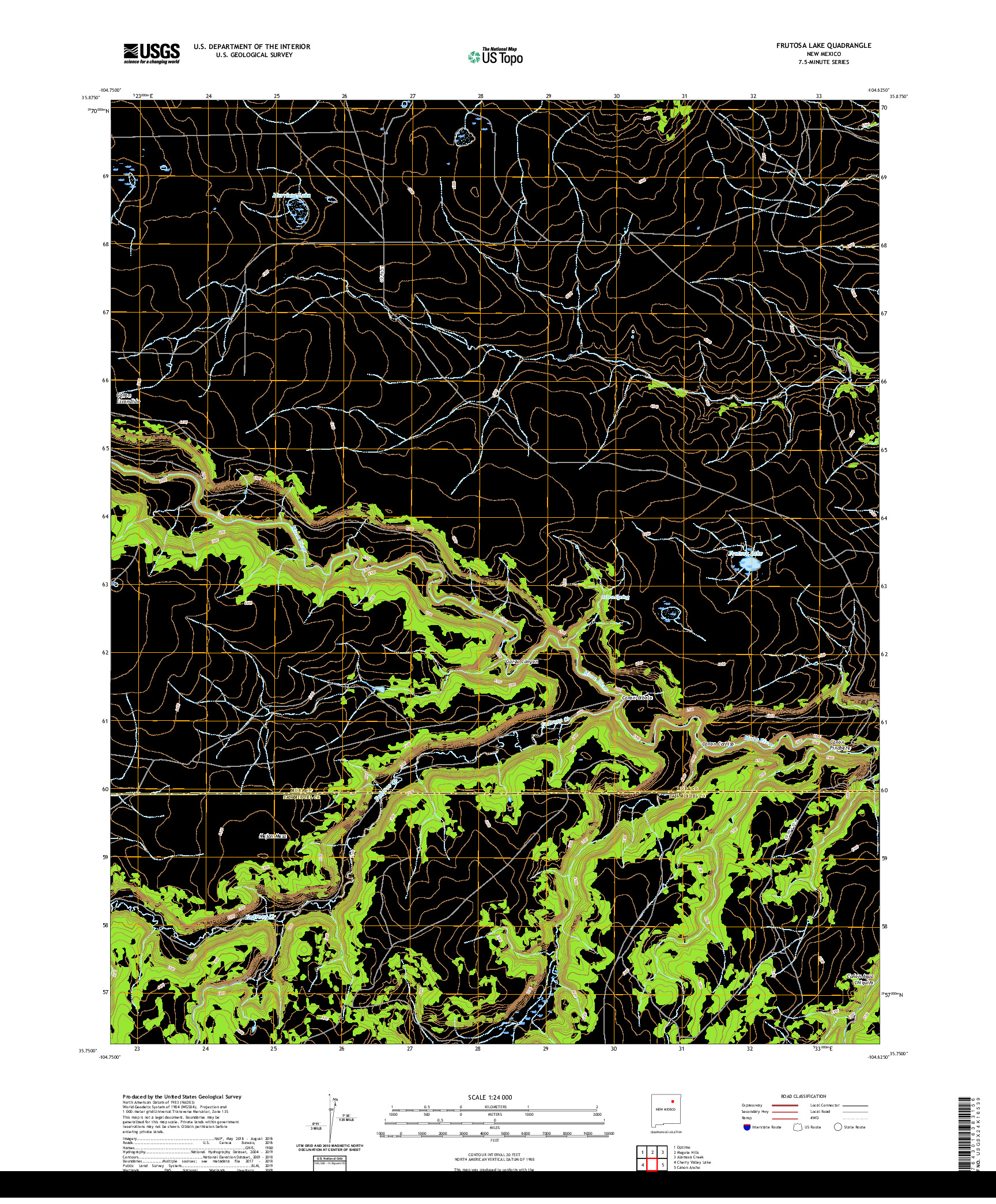 USGS US TOPO 7.5-MINUTE MAP FOR FRUTOSA LAKE, NM 2020