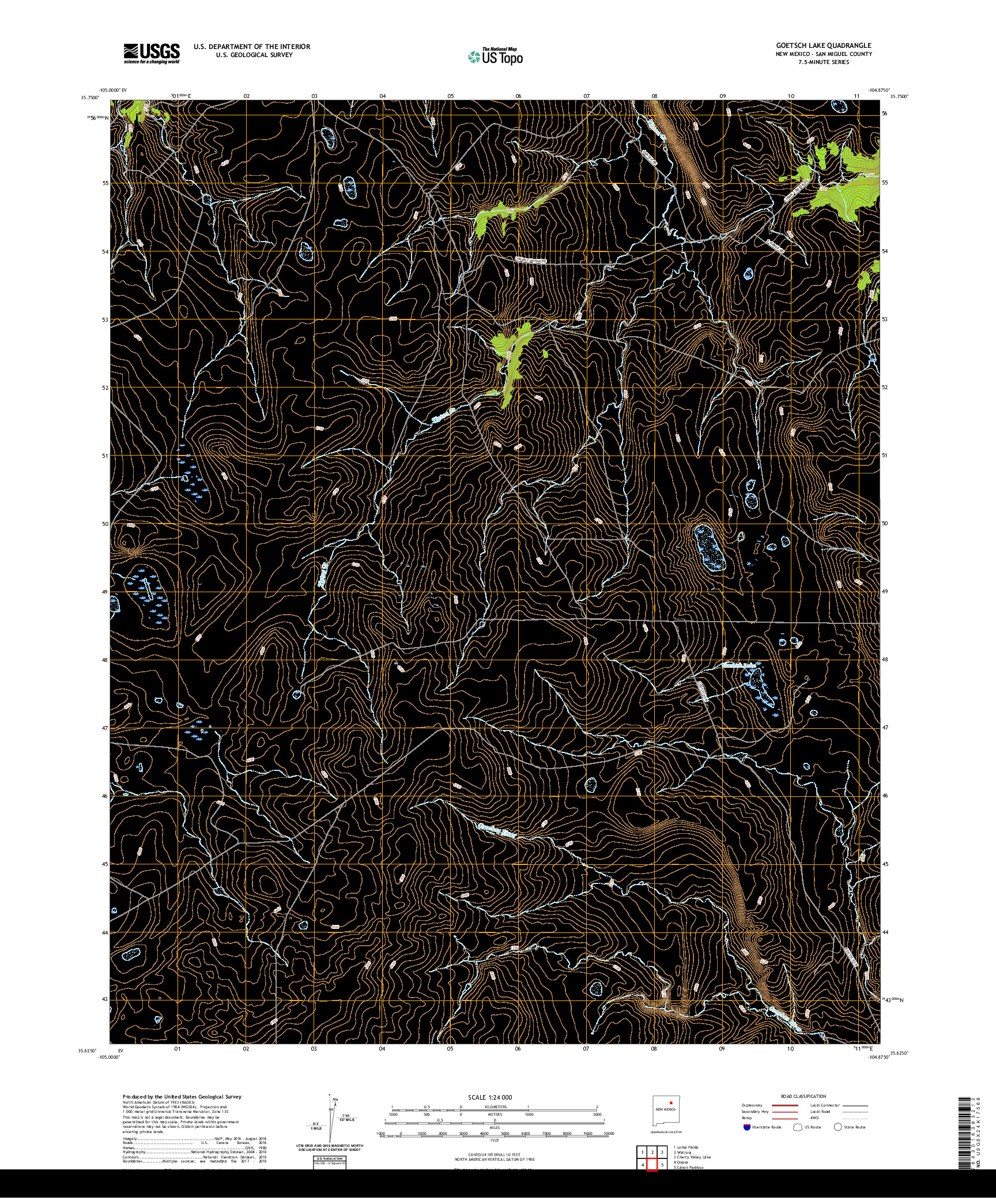 USGS US TOPO 7.5-MINUTE MAP FOR GOETSCH LAKE, NM 2020