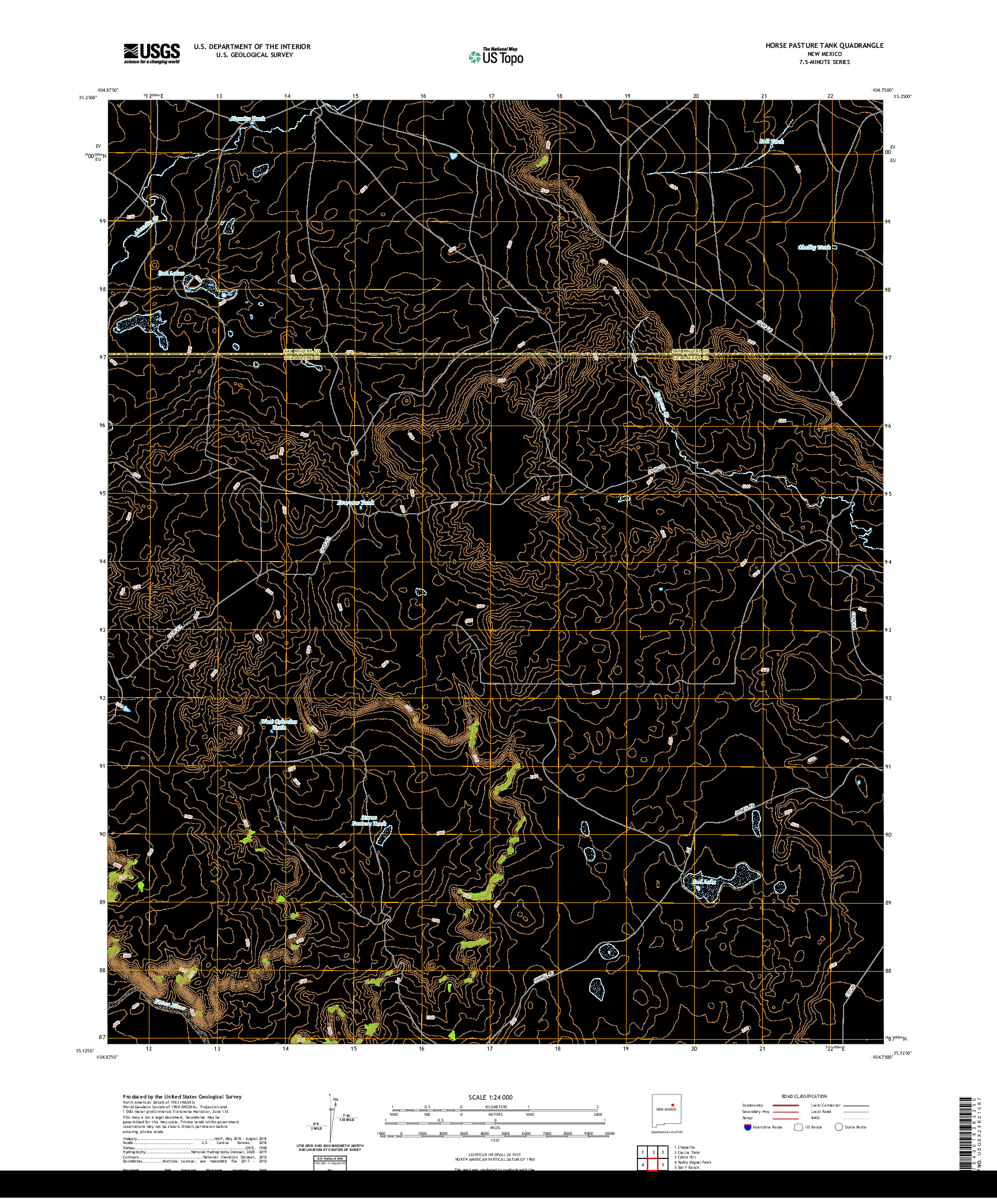 USGS US TOPO 7.5-MINUTE MAP FOR HORSE PASTURE TANK, NM 2020