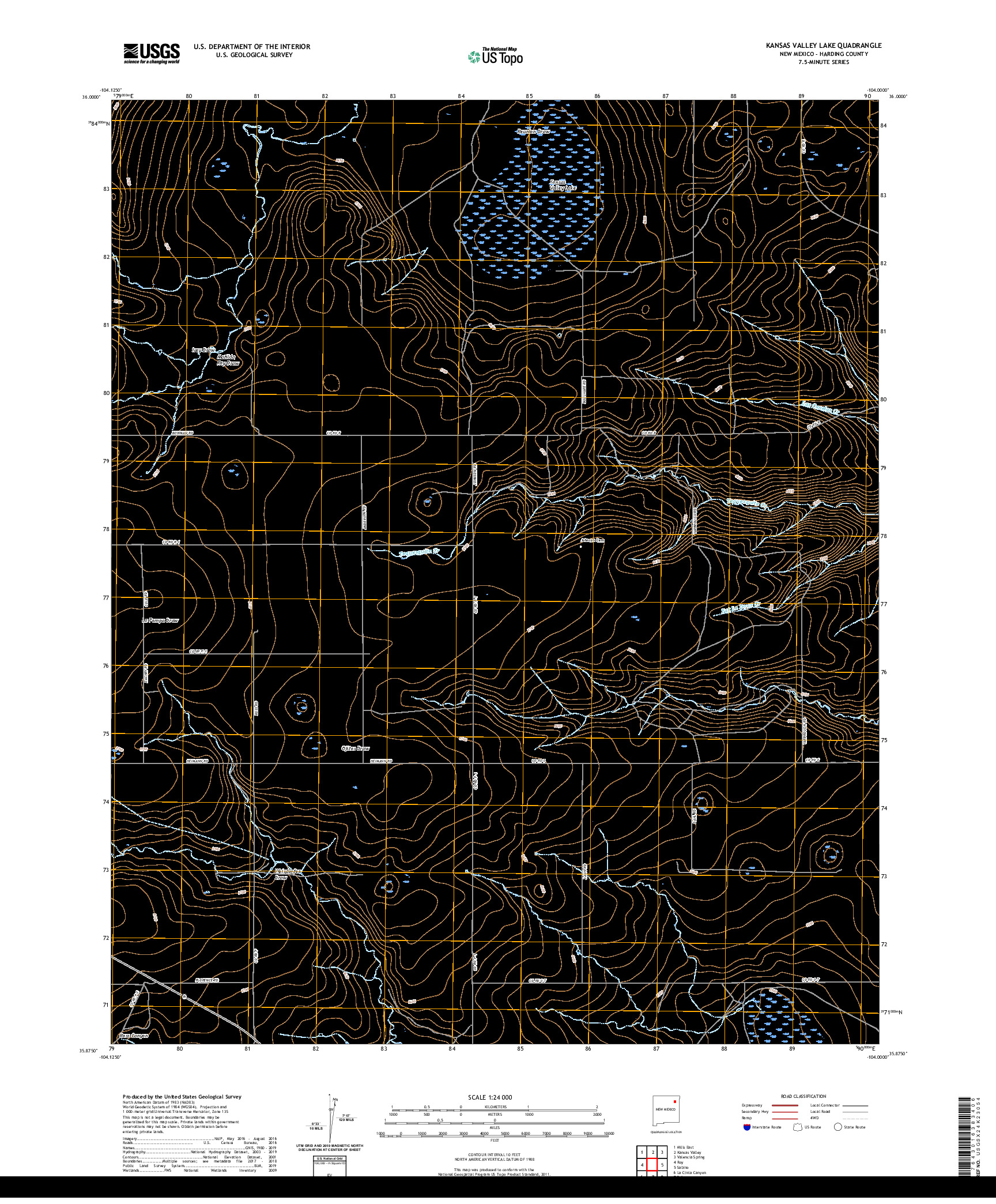 USGS US TOPO 7.5-MINUTE MAP FOR KANSAS VALLEY LAKE, NM 2020