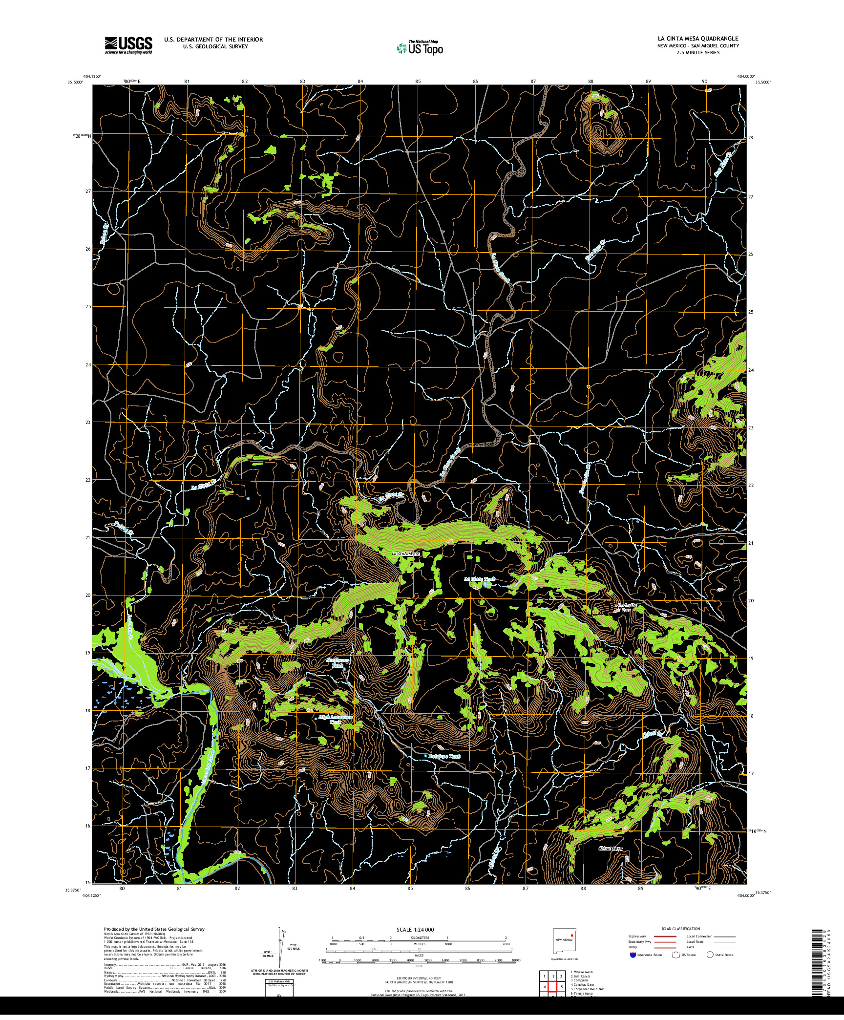 USGS US TOPO 7.5-MINUTE MAP FOR LA CINTA MESA, NM 2020