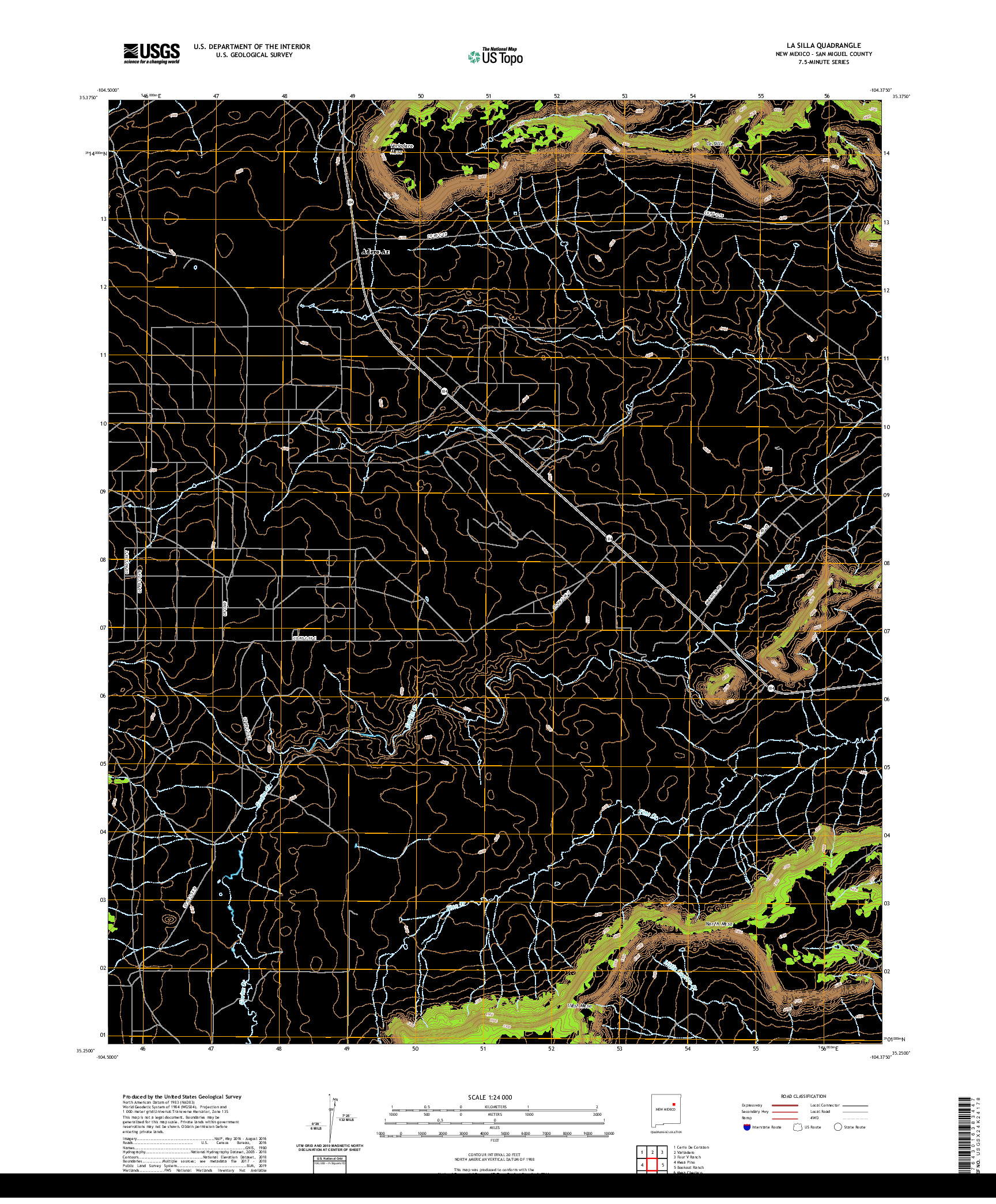 USGS US TOPO 7.5-MINUTE MAP FOR LA SILLA, NM 2020