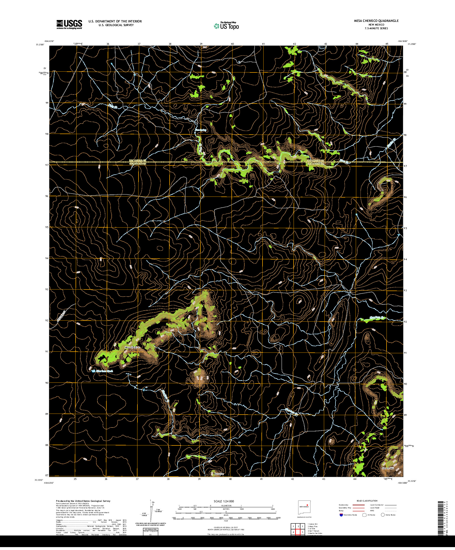USGS US TOPO 7.5-MINUTE MAP FOR MESA CHERISCO, NM 2020