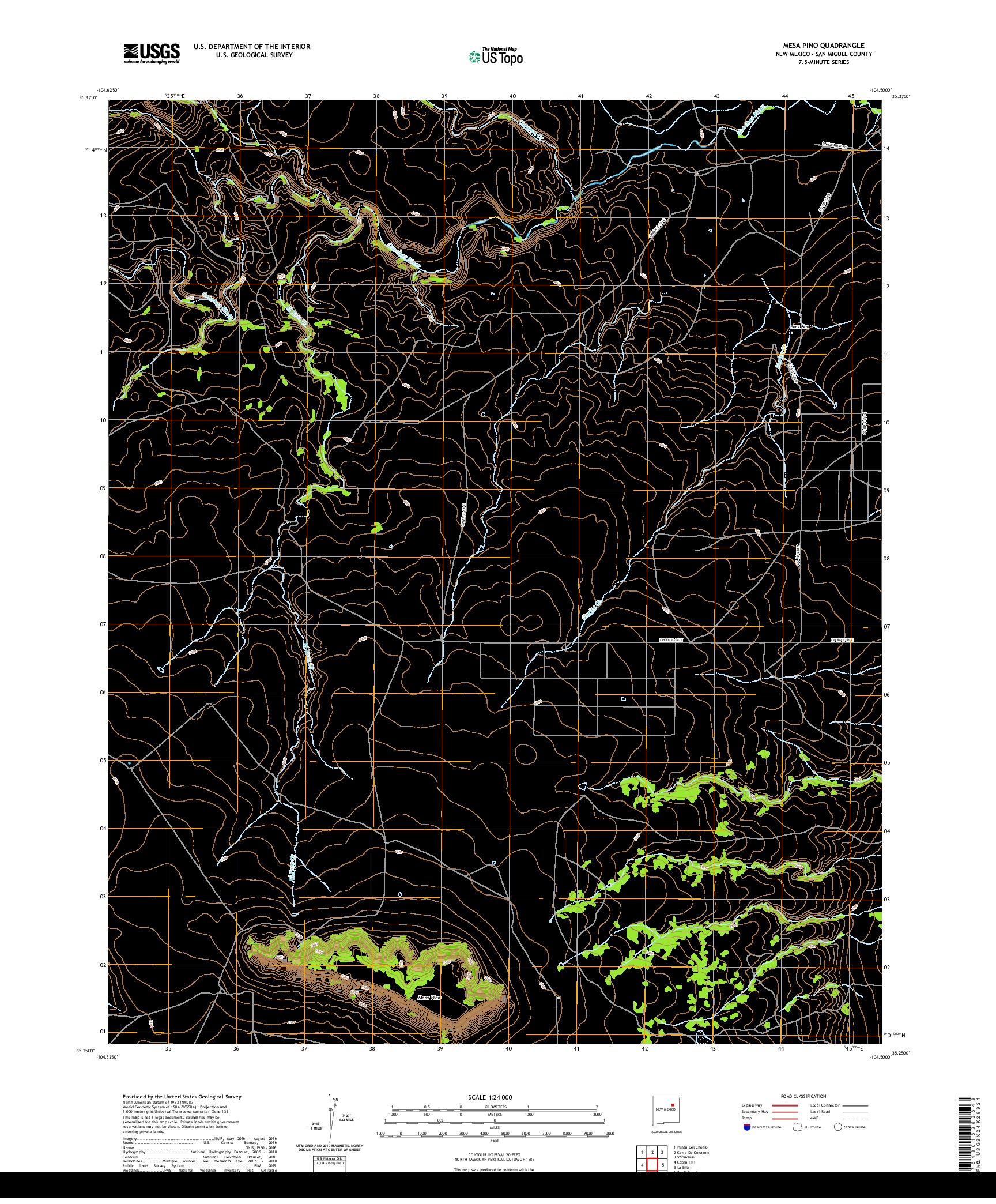 USGS US TOPO 7.5-MINUTE MAP FOR MESA PINO, NM 2020