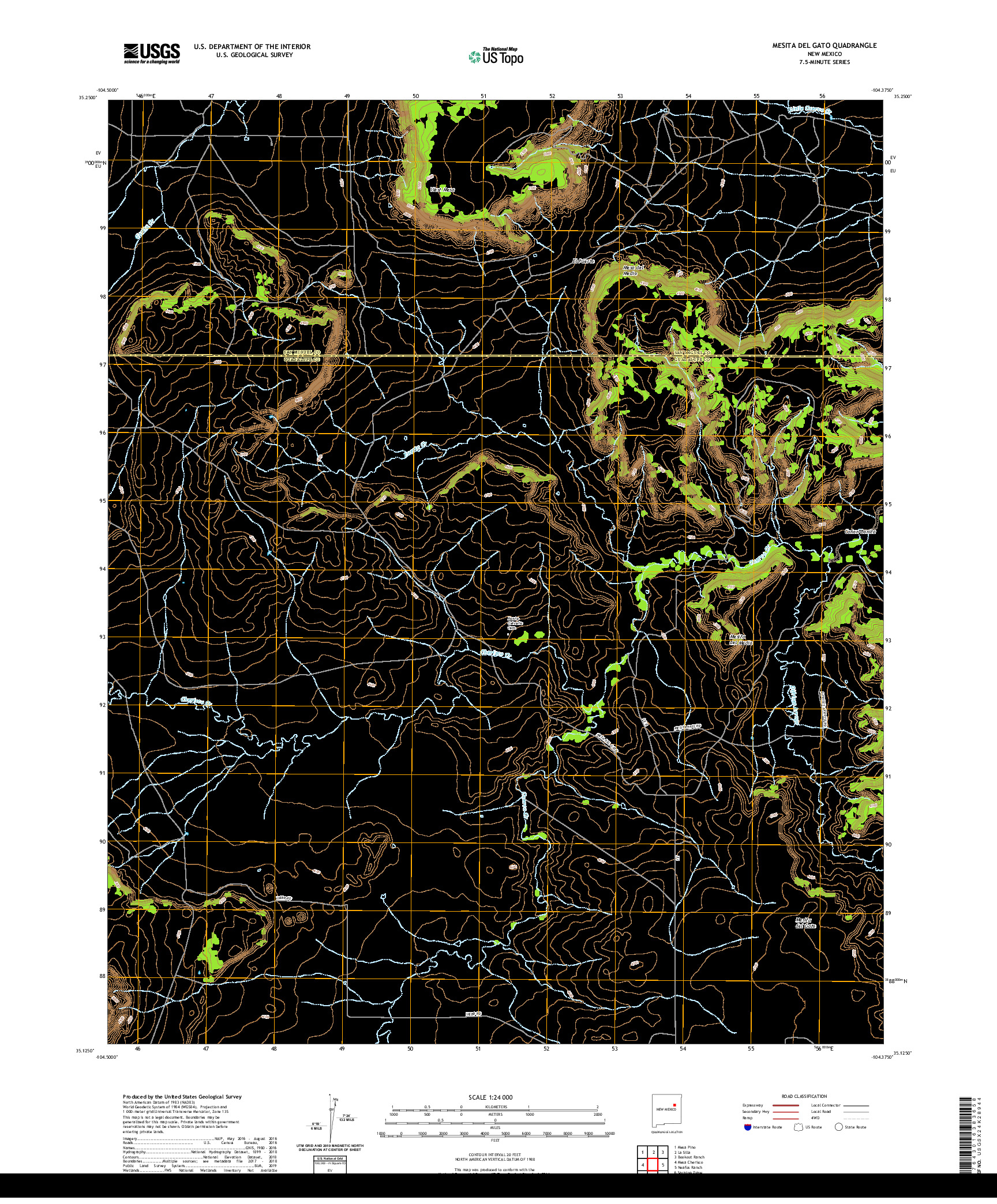 USGS US TOPO 7.5-MINUTE MAP FOR MESITA DEL GATO, NM 2020