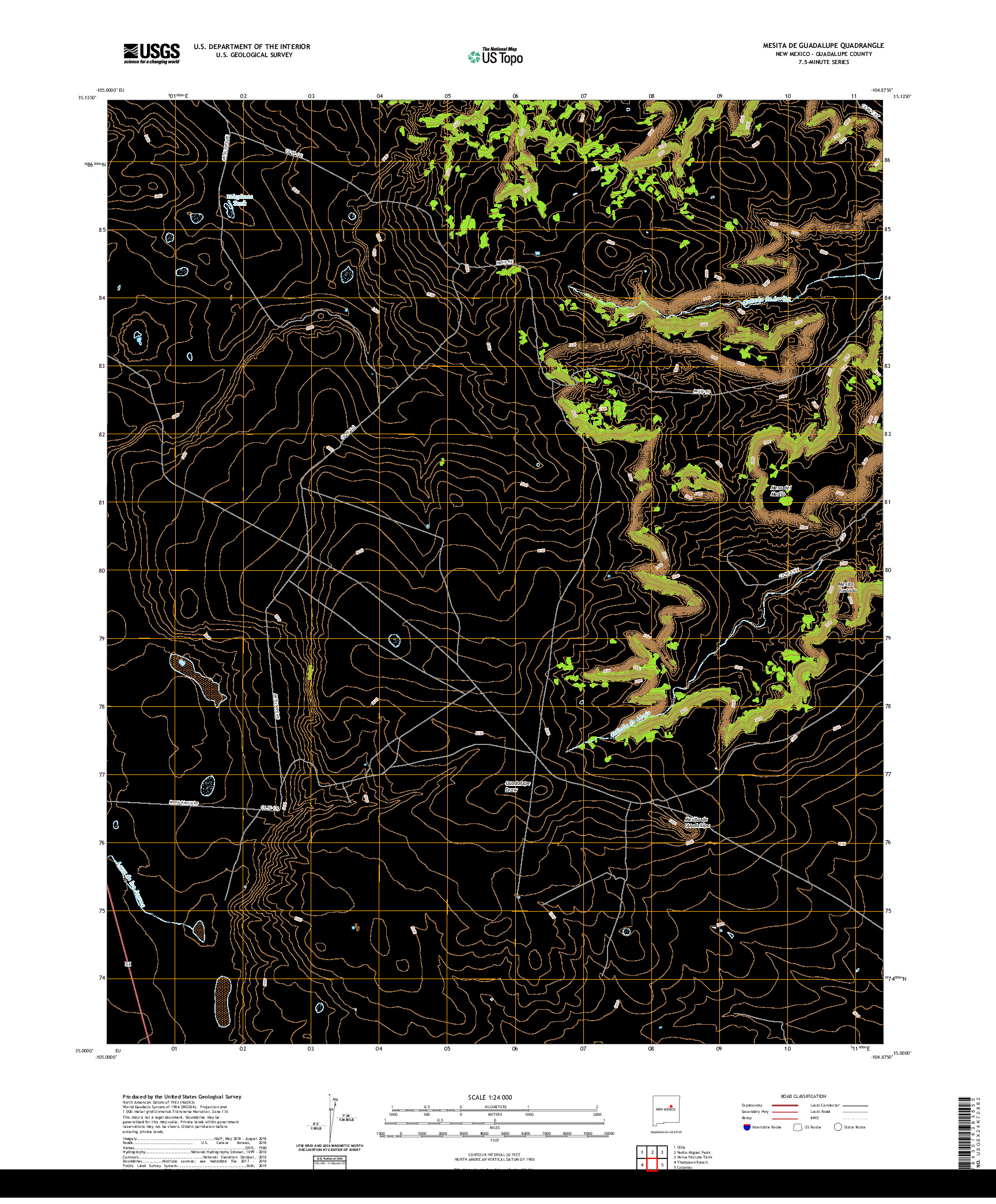 USGS US TOPO 7.5-MINUTE MAP FOR MESITA DE GUADALUPE, NM 2020