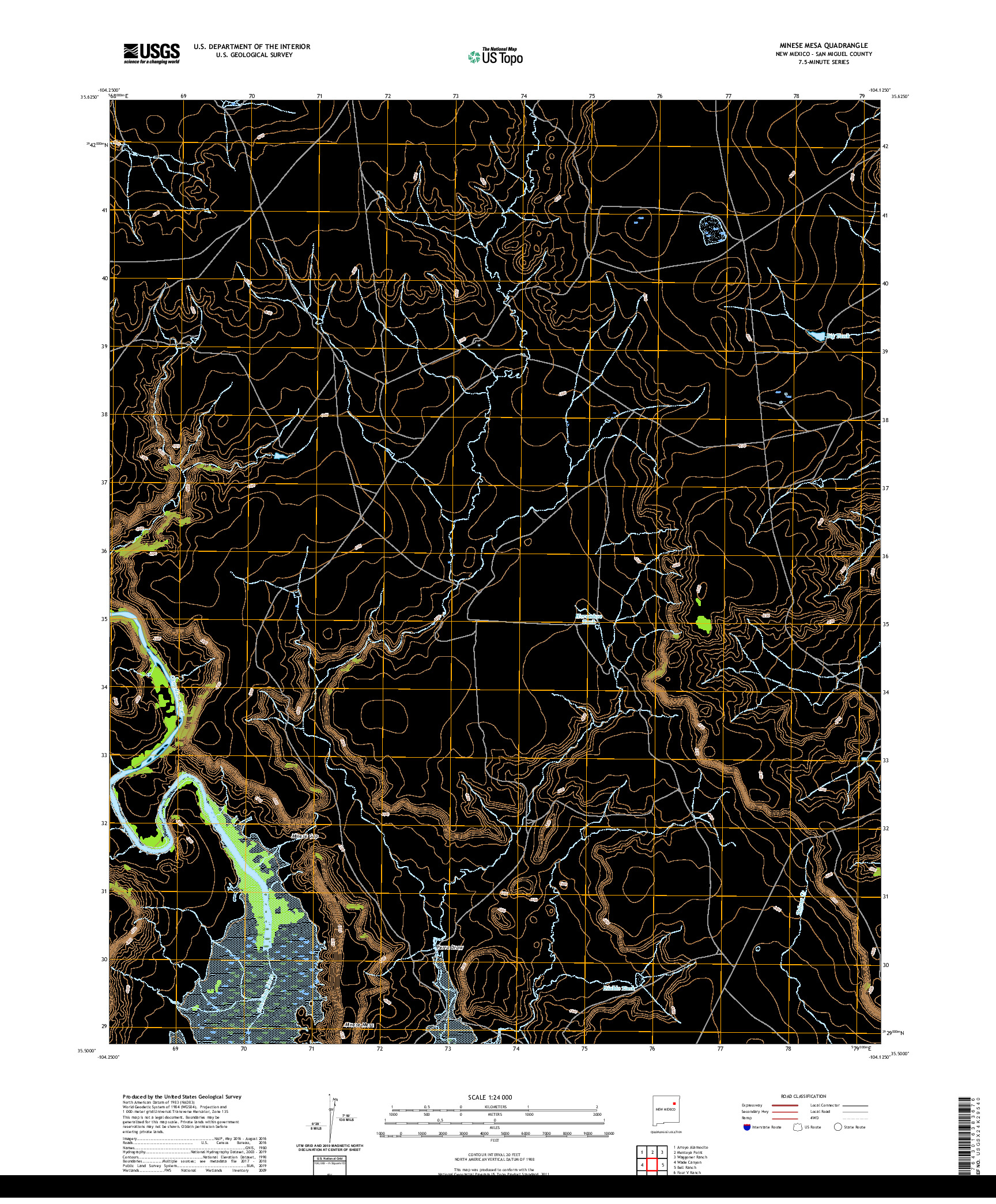 USGS US TOPO 7.5-MINUTE MAP FOR MINESE MESA, NM 2020