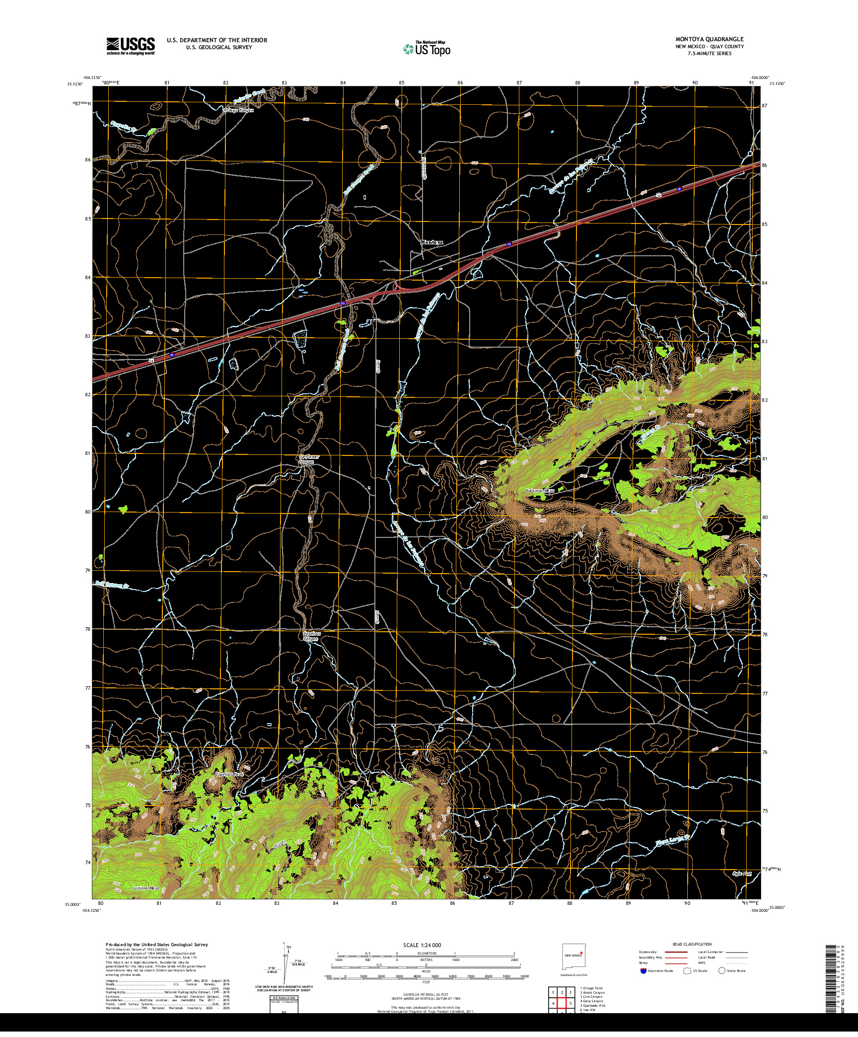 USGS US TOPO 7.5-MINUTE MAP FOR MONTOYA, NM 2020