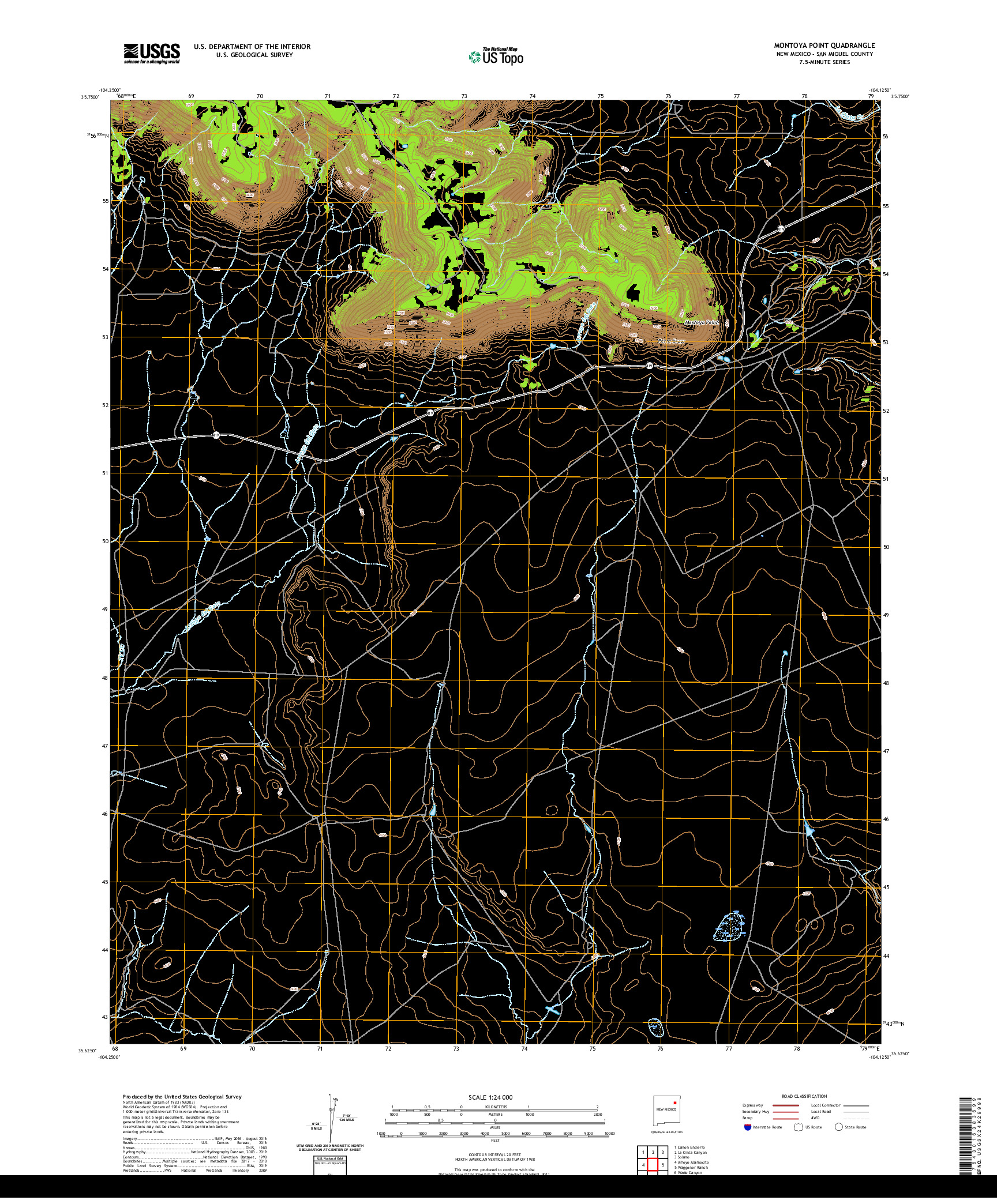 USGS US TOPO 7.5-MINUTE MAP FOR MONTOYA POINT, NM 2020