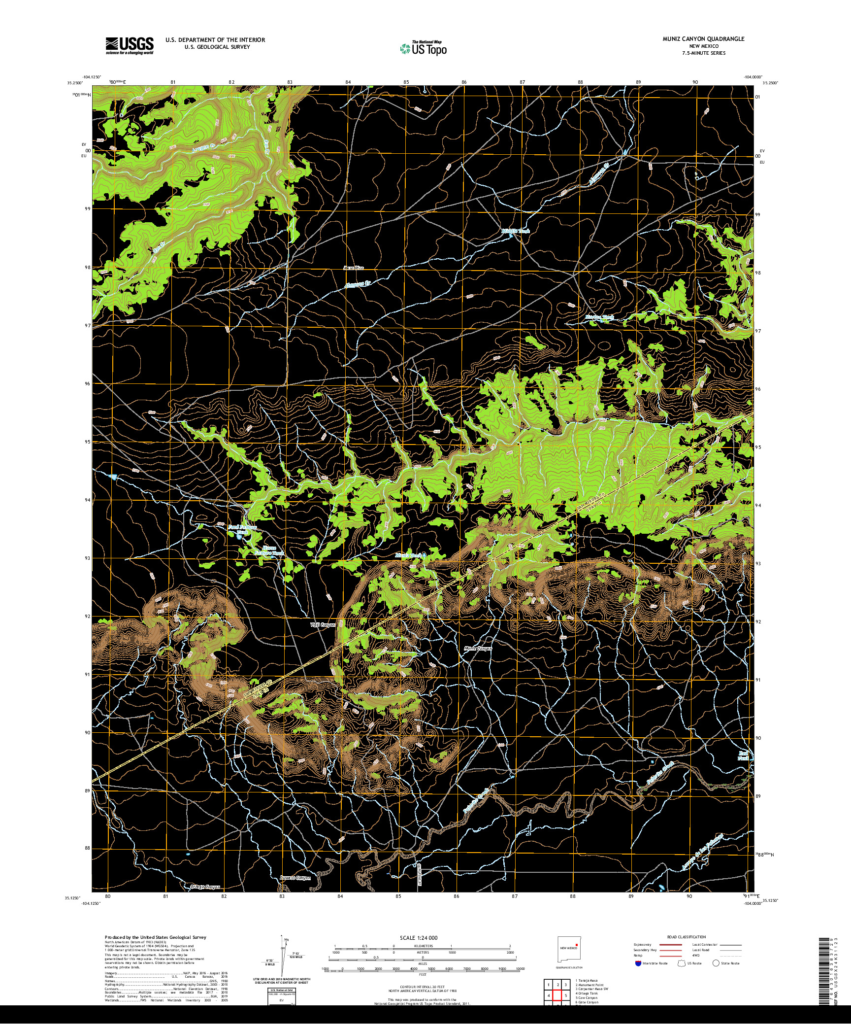 USGS US TOPO 7.5-MINUTE MAP FOR MUNIZ CANYON, NM 2020