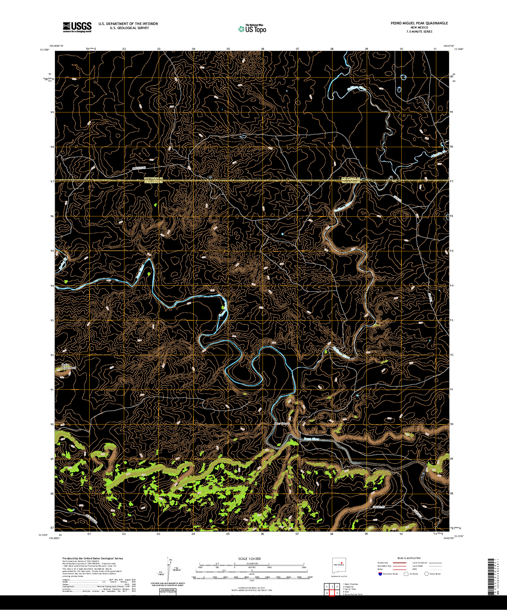 USGS US TOPO 7.5-MINUTE MAP FOR PEDRO MIGUEL PEAK, NM 2020