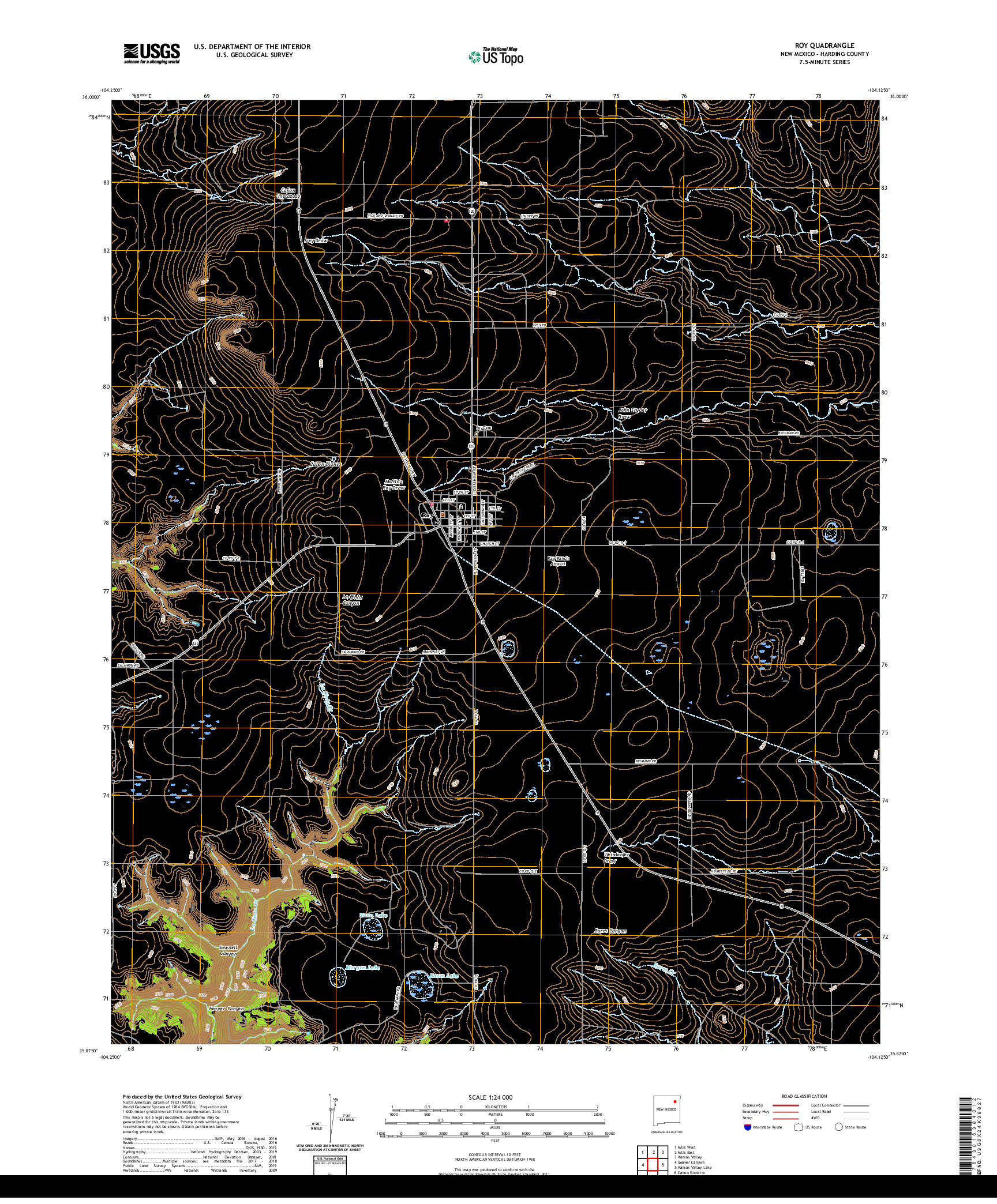 USGS US TOPO 7.5-MINUTE MAP FOR ROY, NM 2020