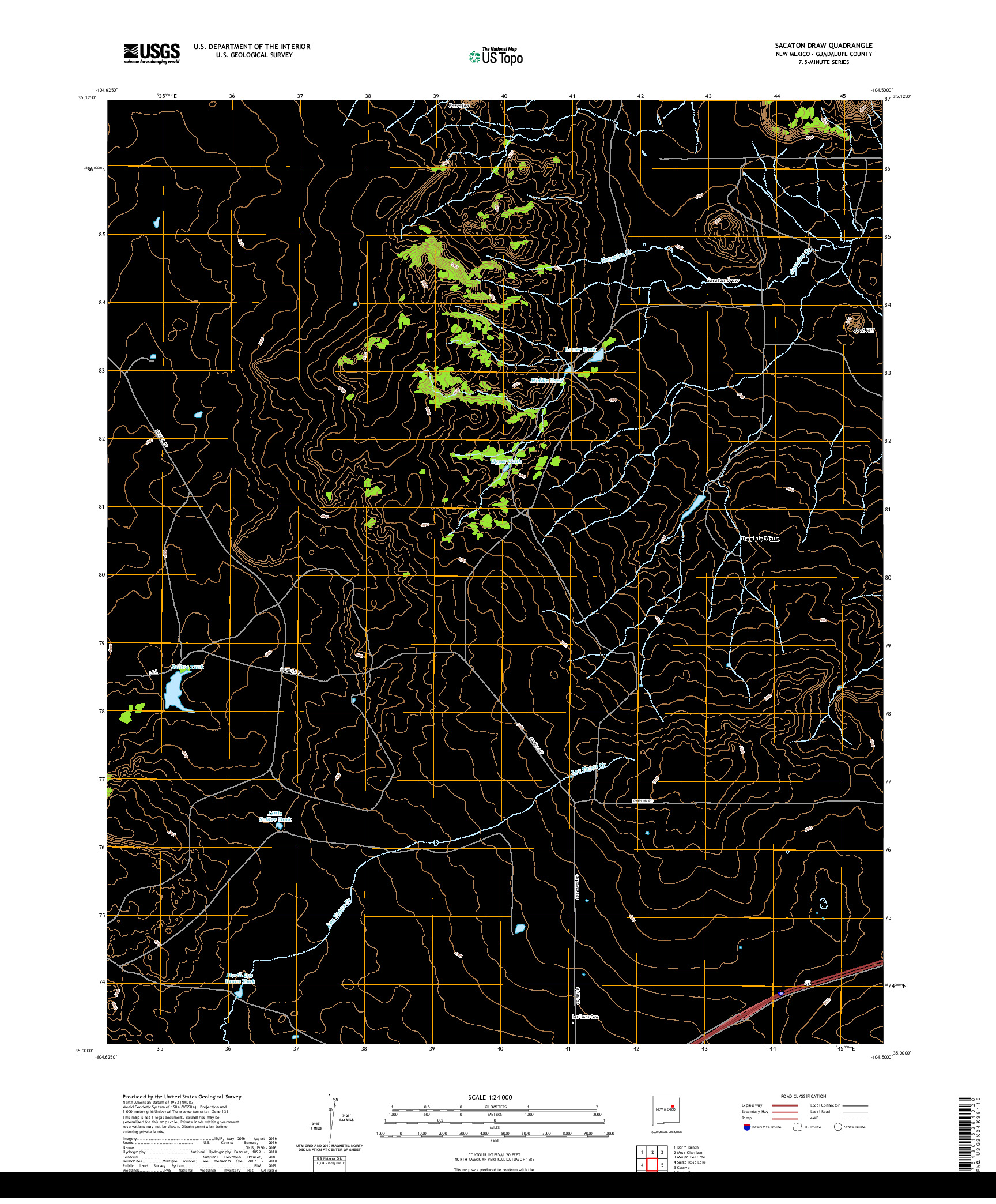 USGS US TOPO 7.5-MINUTE MAP FOR SACATON DRAW, NM 2020