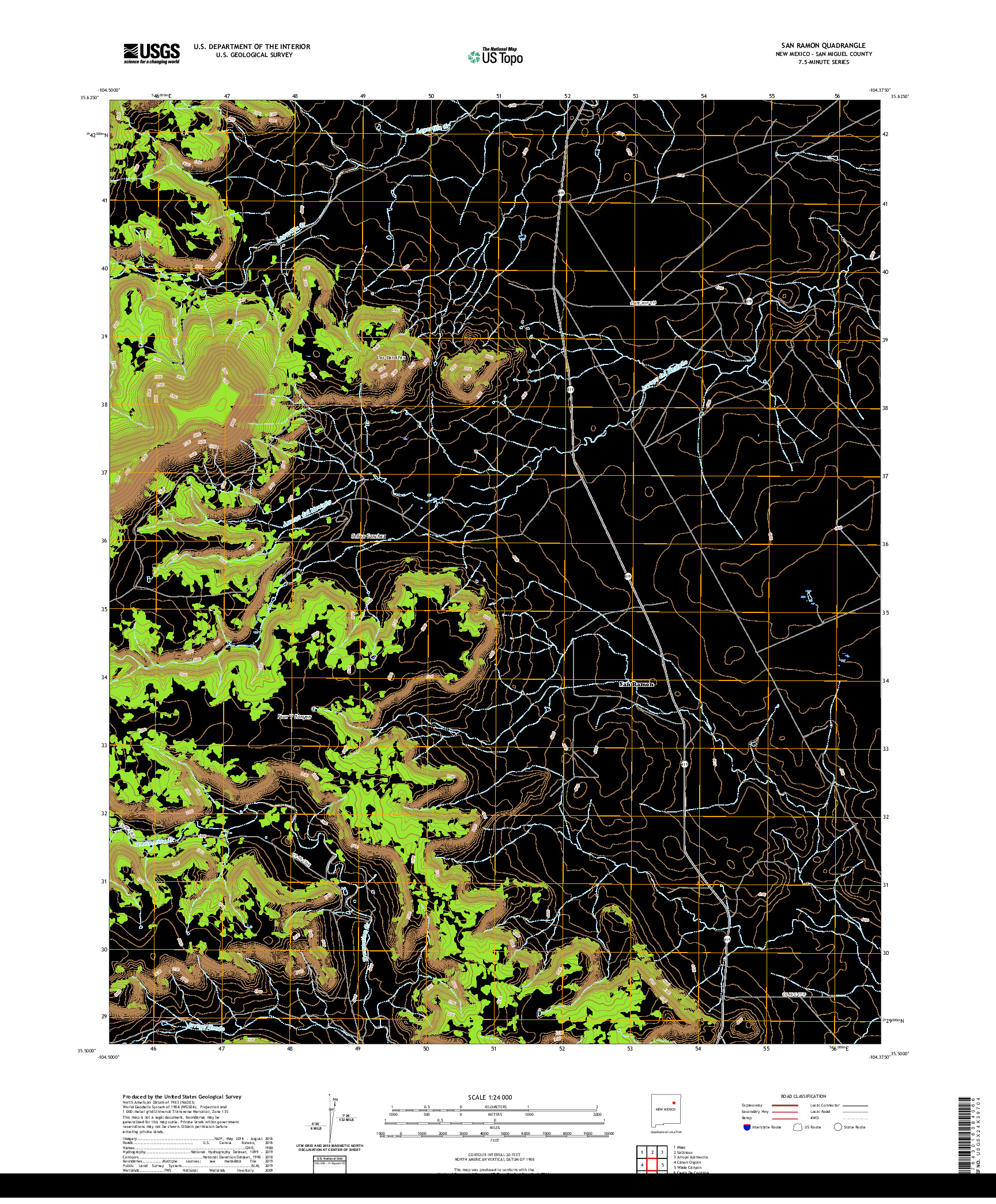 USGS US TOPO 7.5-MINUTE MAP FOR SAN RAMON, NM 2020