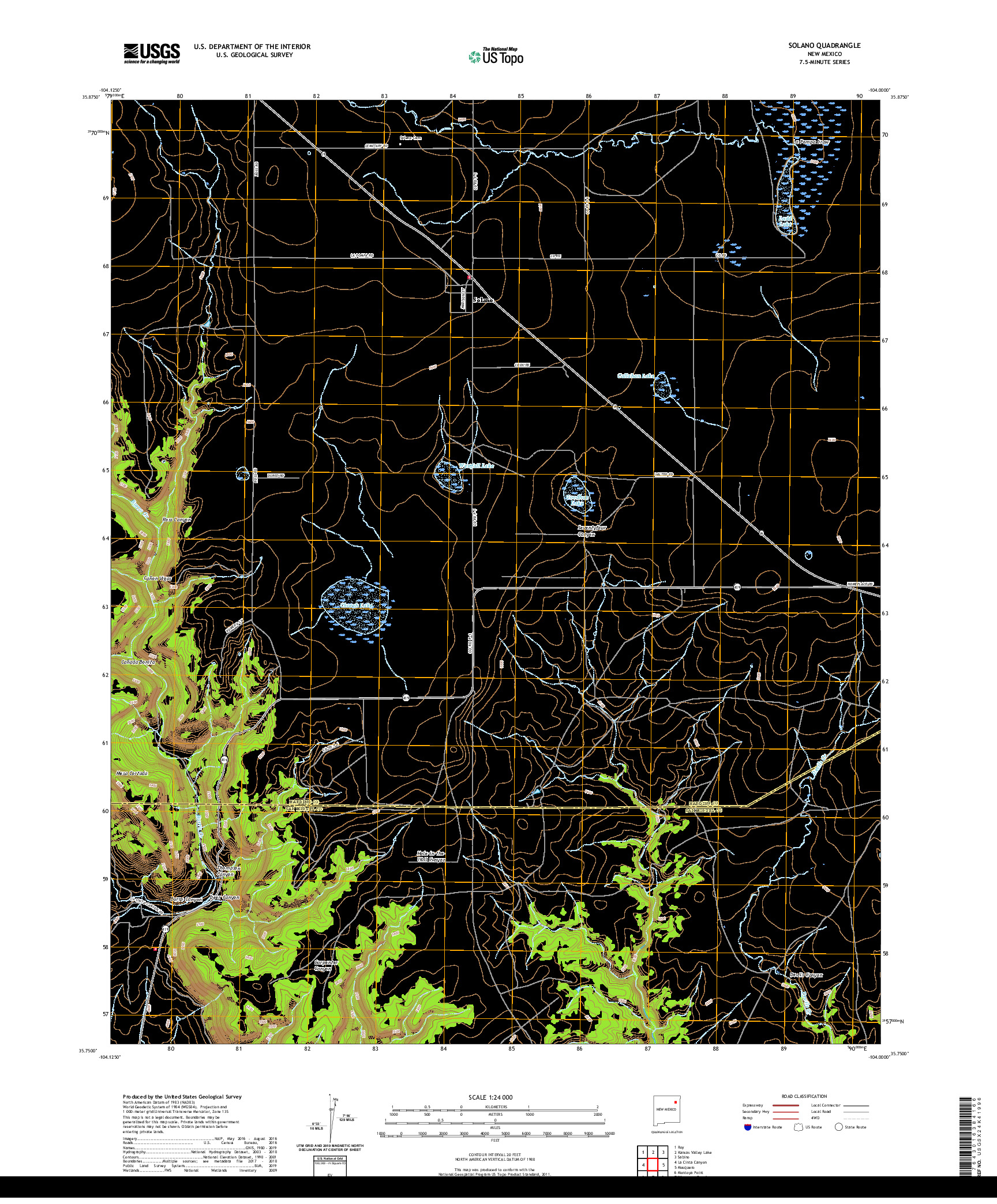 USGS US TOPO 7.5-MINUTE MAP FOR SOLANO, NM 2020