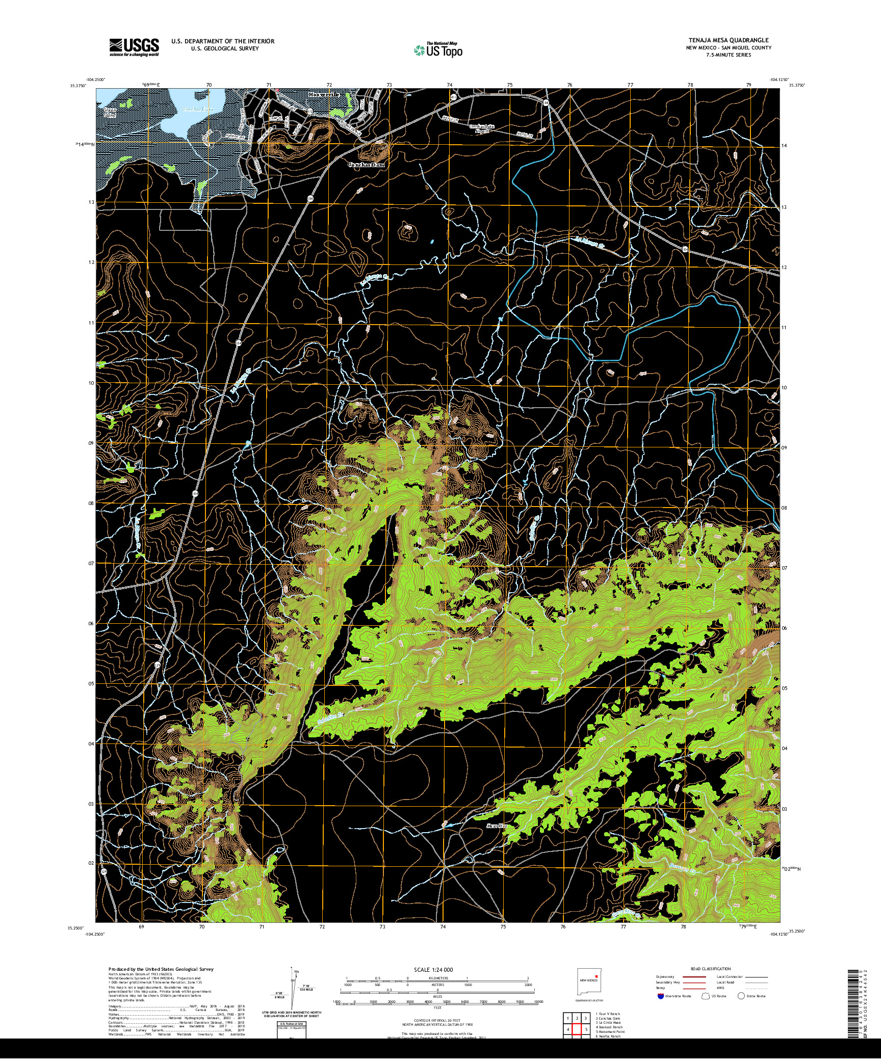 USGS US TOPO 7.5-MINUTE MAP FOR TENAJA MESA, NM 2020