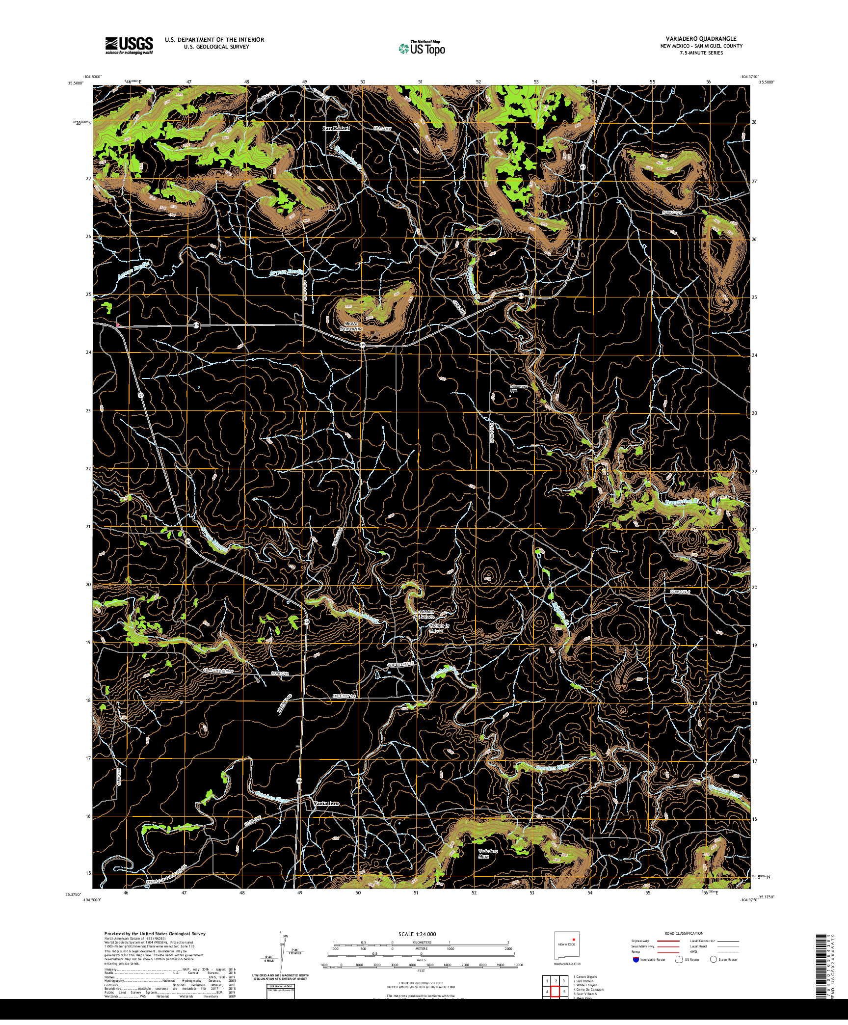 USGS US TOPO 7.5-MINUTE MAP FOR VARIADERO, NM 2020