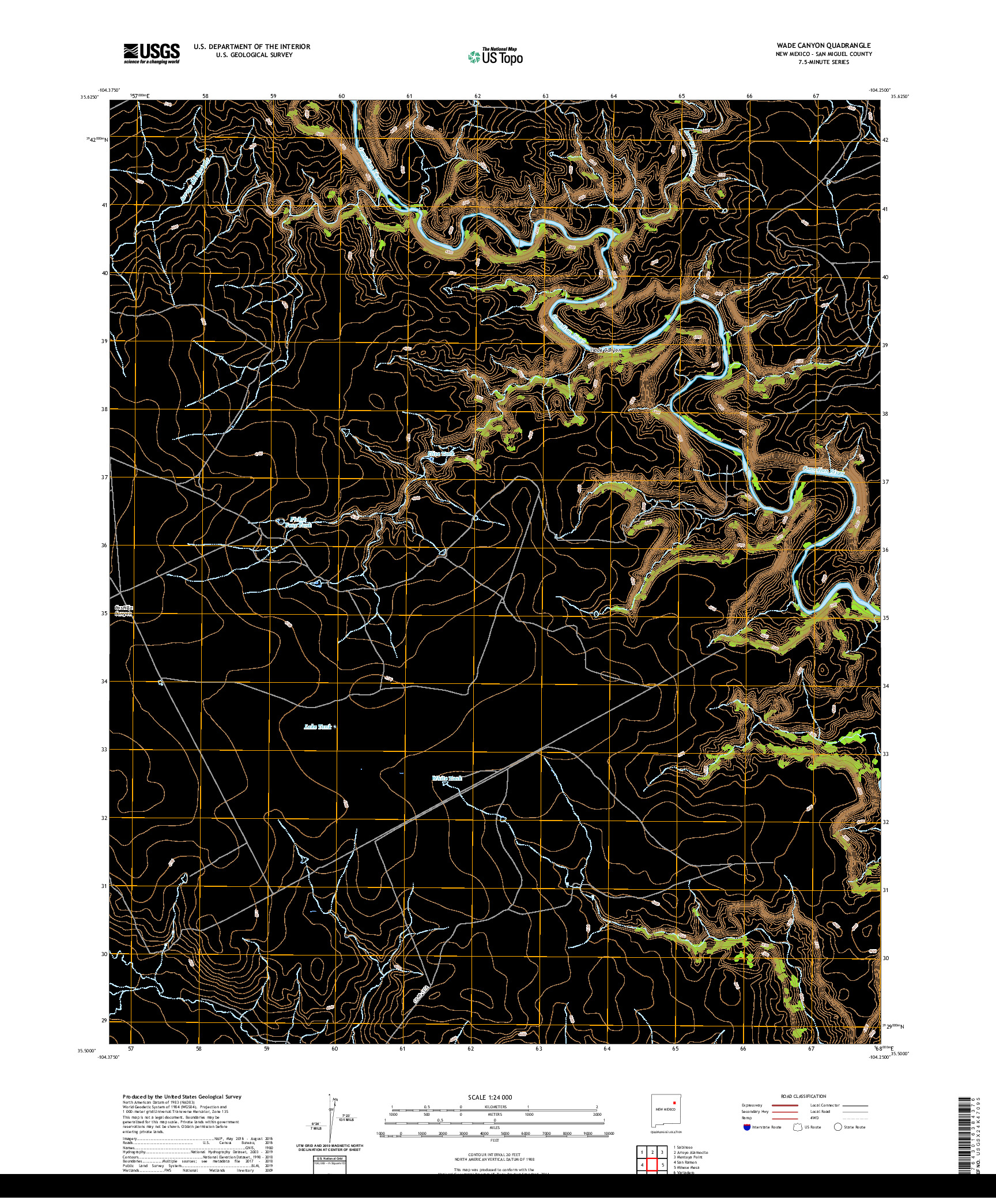 USGS US TOPO 7.5-MINUTE MAP FOR WADE CANYON, NM 2020