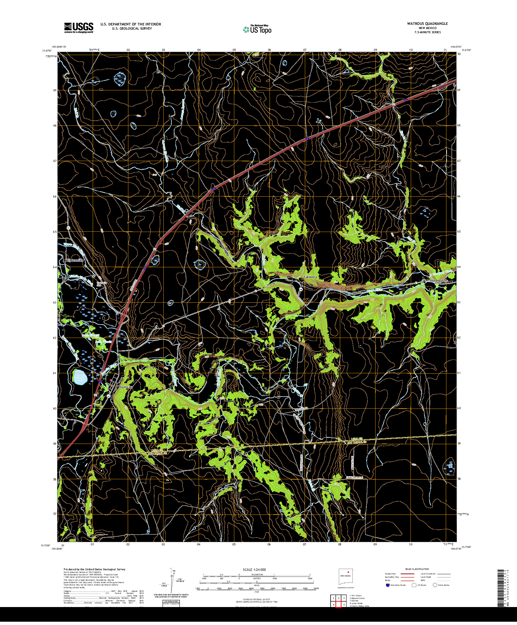 USGS US TOPO 7.5-MINUTE MAP FOR WATROUS, NM 2020