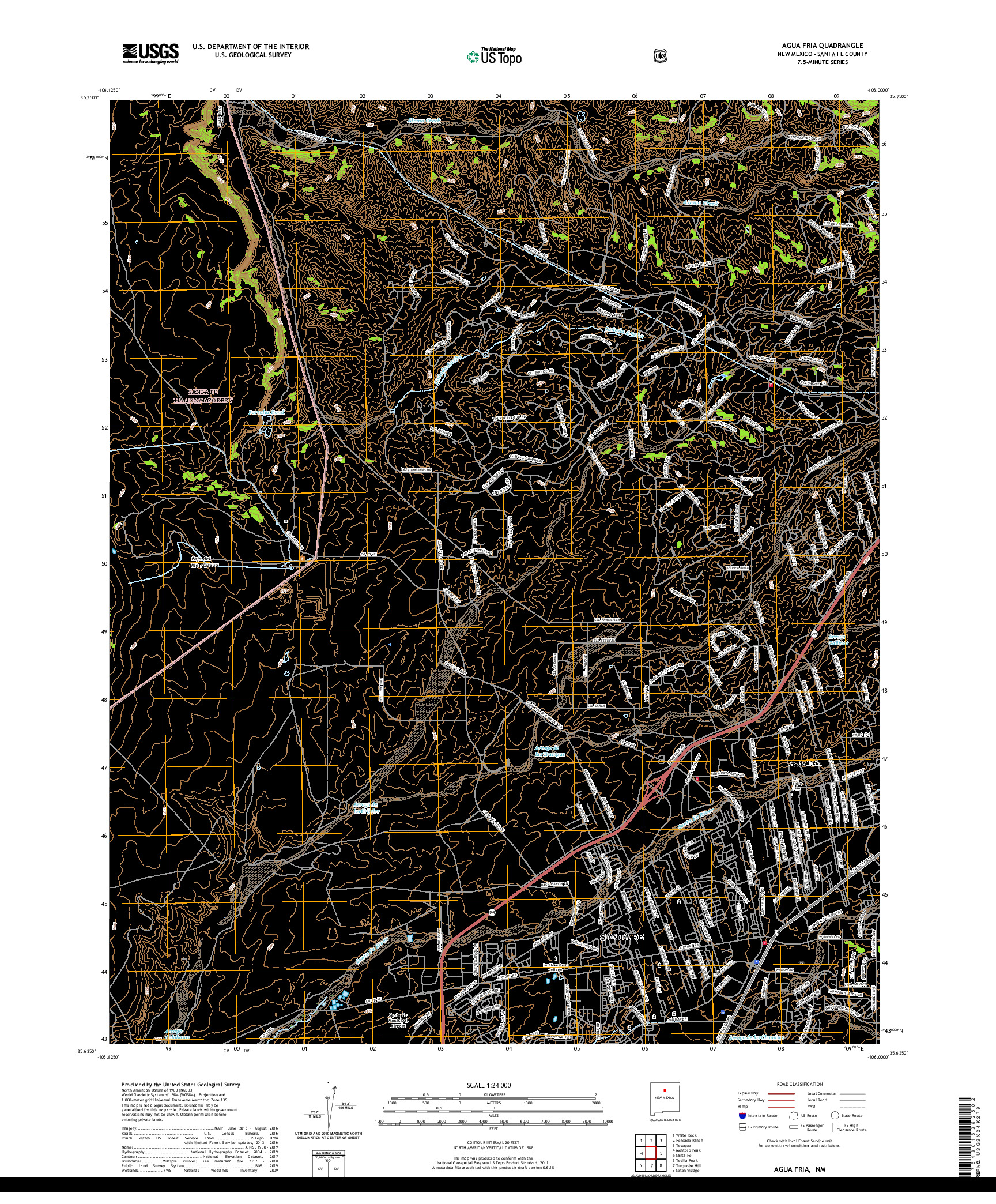 USGS US TOPO 7.5-MINUTE MAP FOR AGUA FRIA, NM 2020