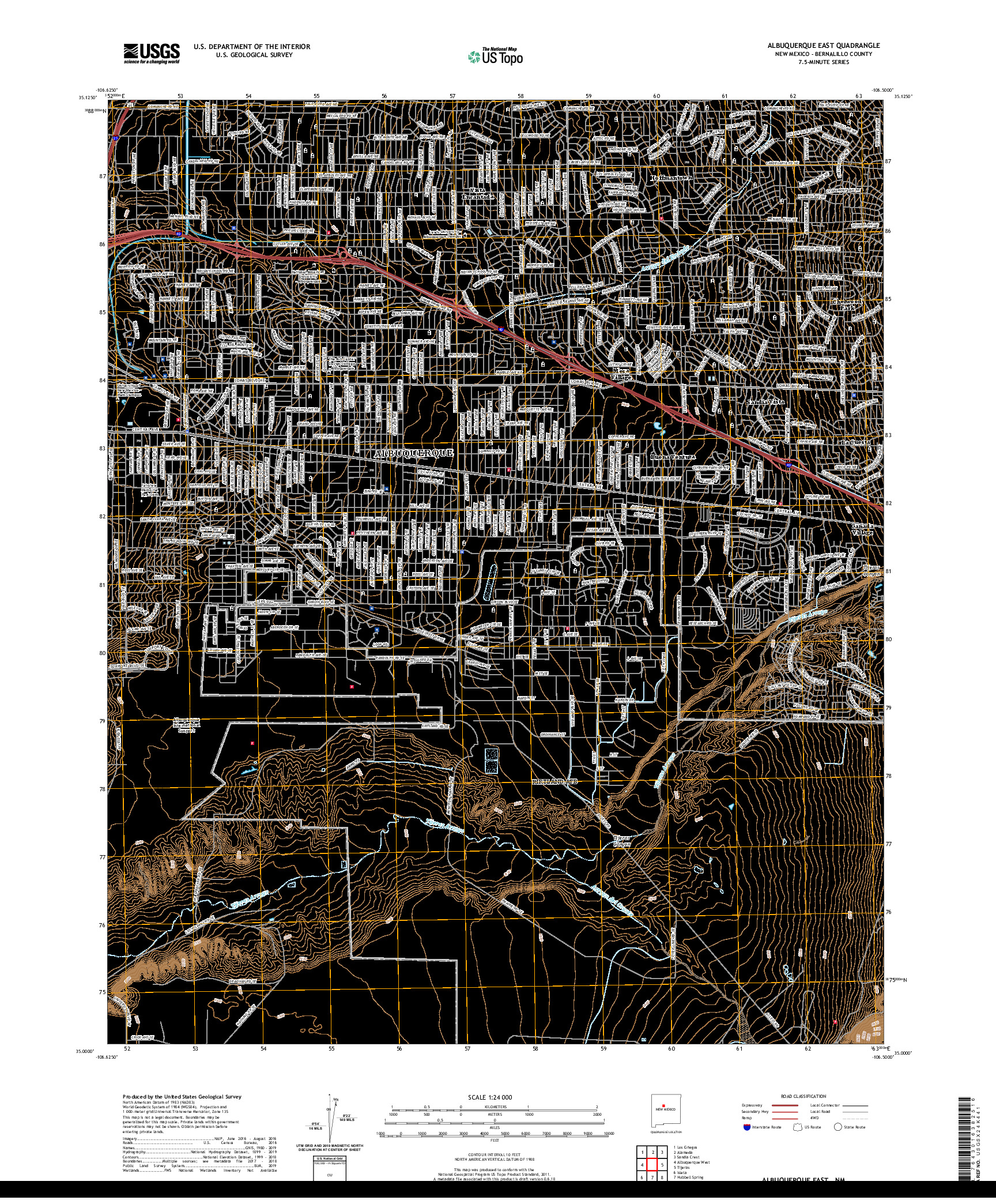 USGS US TOPO 7.5-MINUTE MAP FOR ALBUQUERQUE EAST, NM 2020