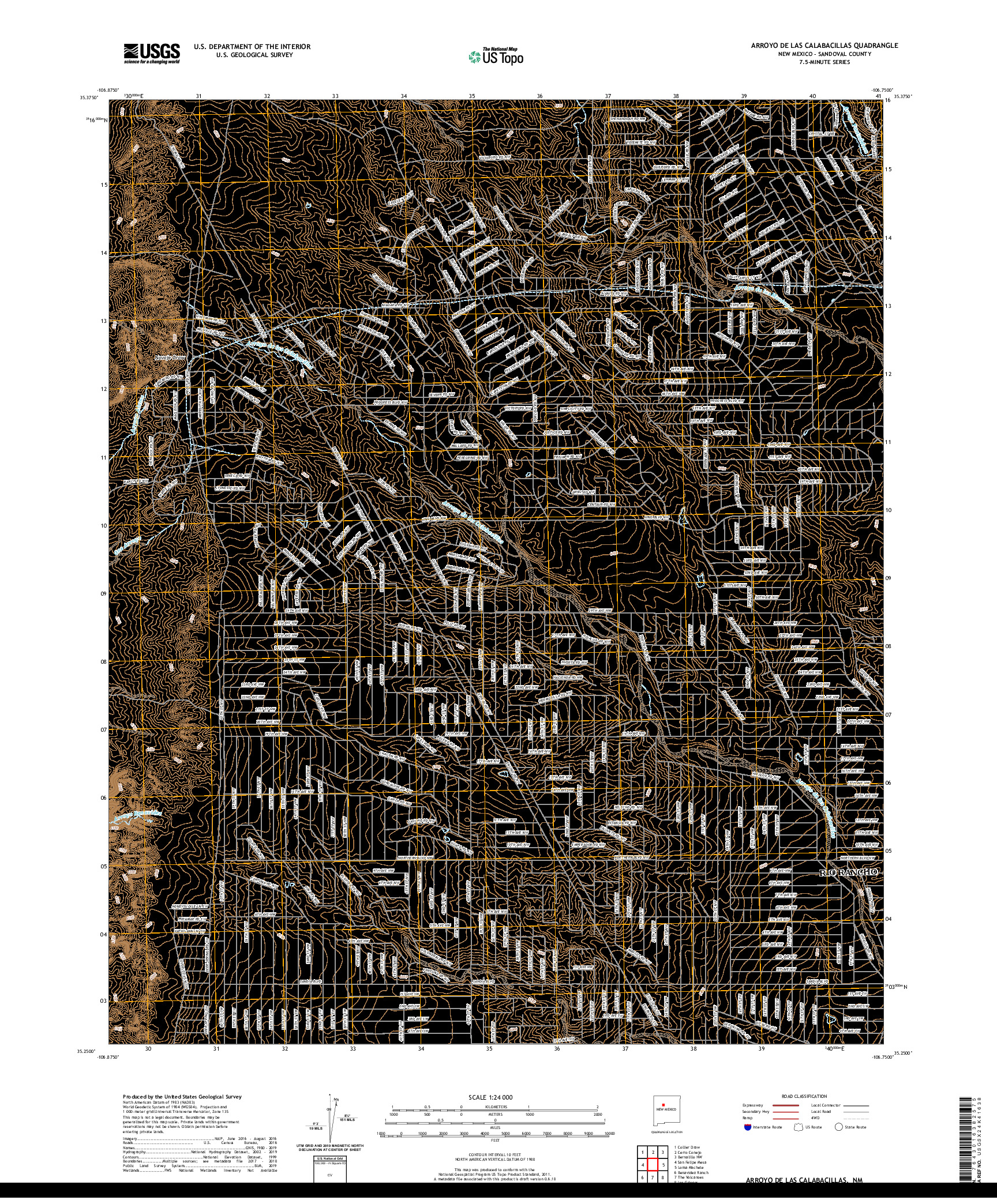 USGS US TOPO 7.5-MINUTE MAP FOR ARROYO DE LAS CALABACILLAS, NM 2020