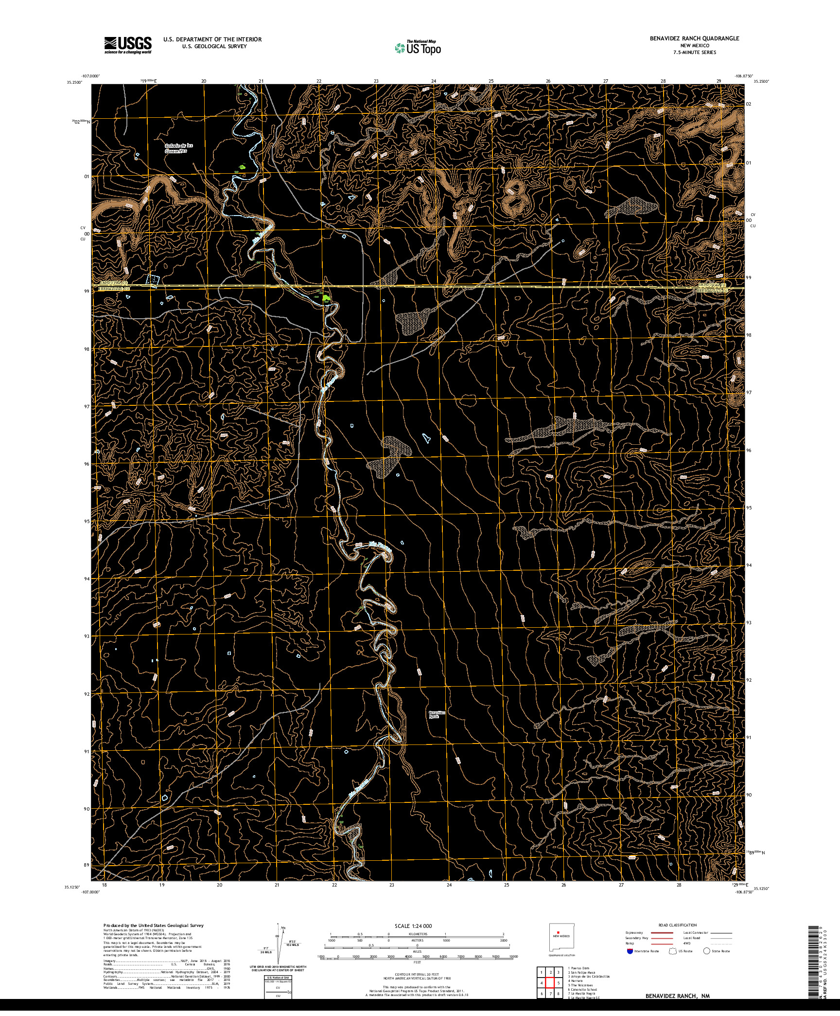 USGS US TOPO 7.5-MINUTE MAP FOR BENAVIDEZ RANCH, NM 2020