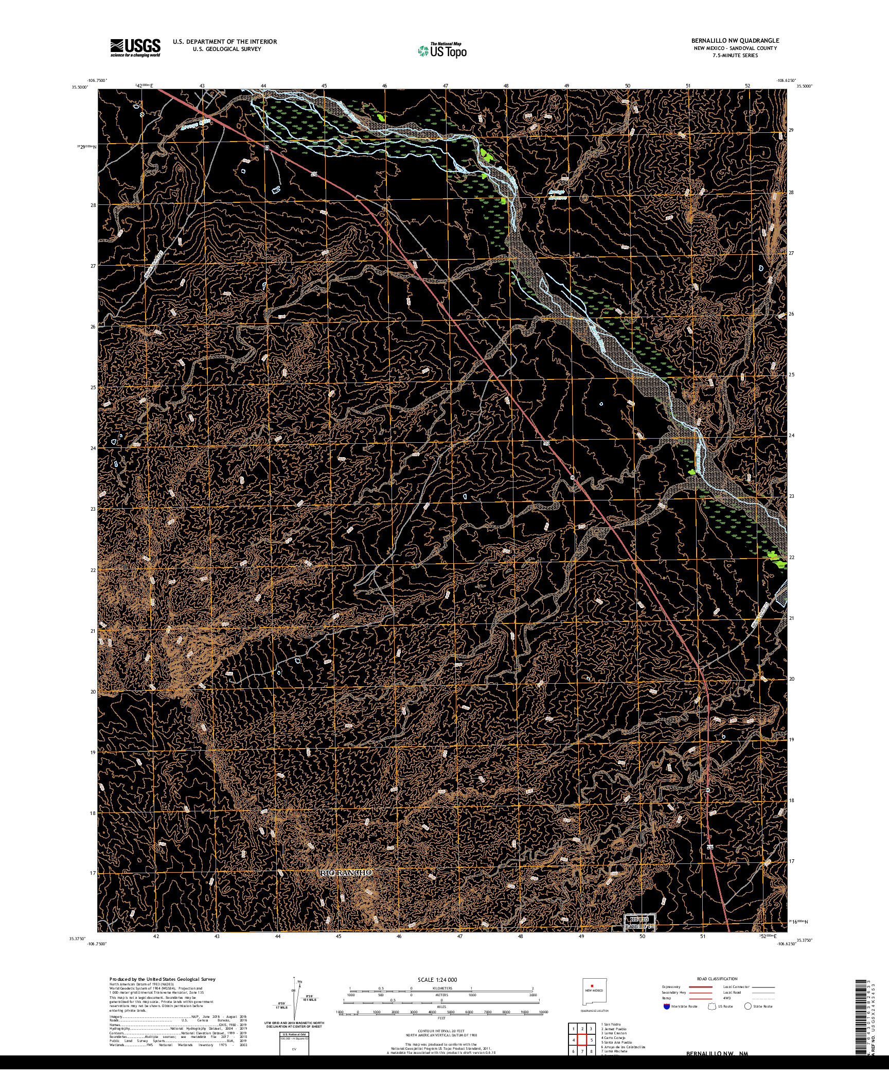 USGS US TOPO 7.5-MINUTE MAP FOR BERNALILLO NW, NM 2020