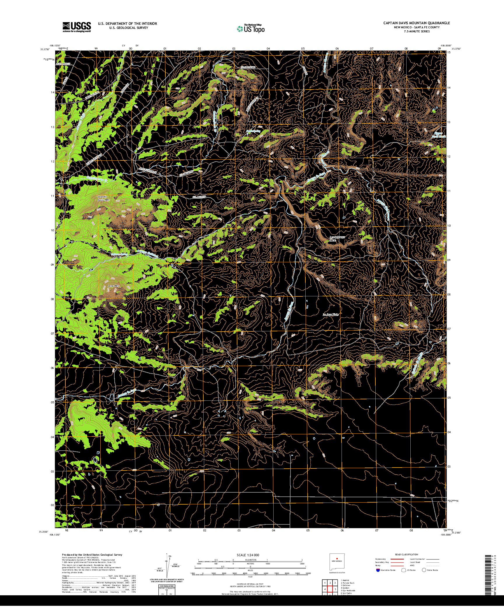 USGS US TOPO 7.5-MINUTE MAP FOR CAPTAIN DAVIS MOUNTAIN, NM 2020