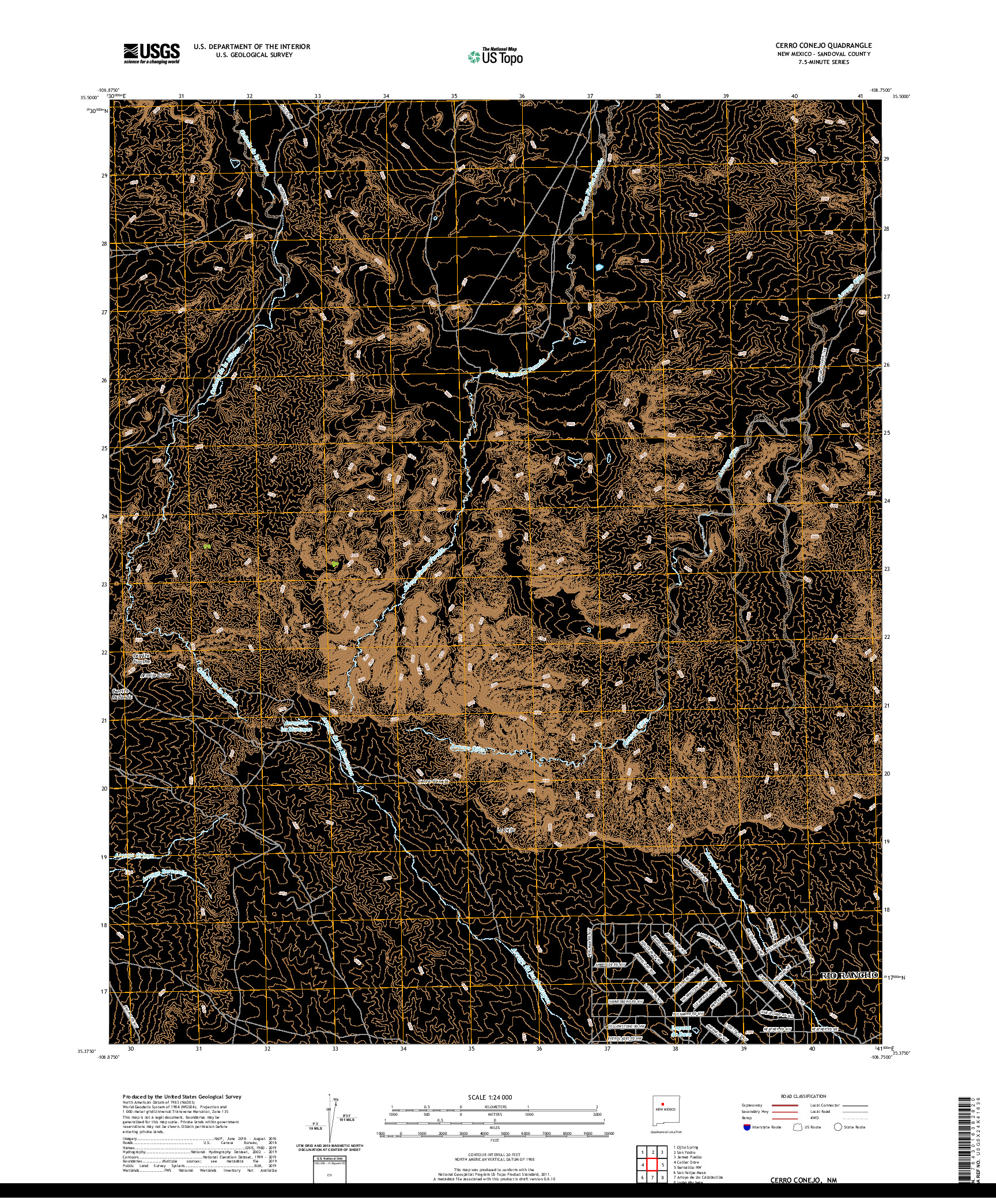 USGS US TOPO 7.5-MINUTE MAP FOR CERRO CONEJO, NM 2020